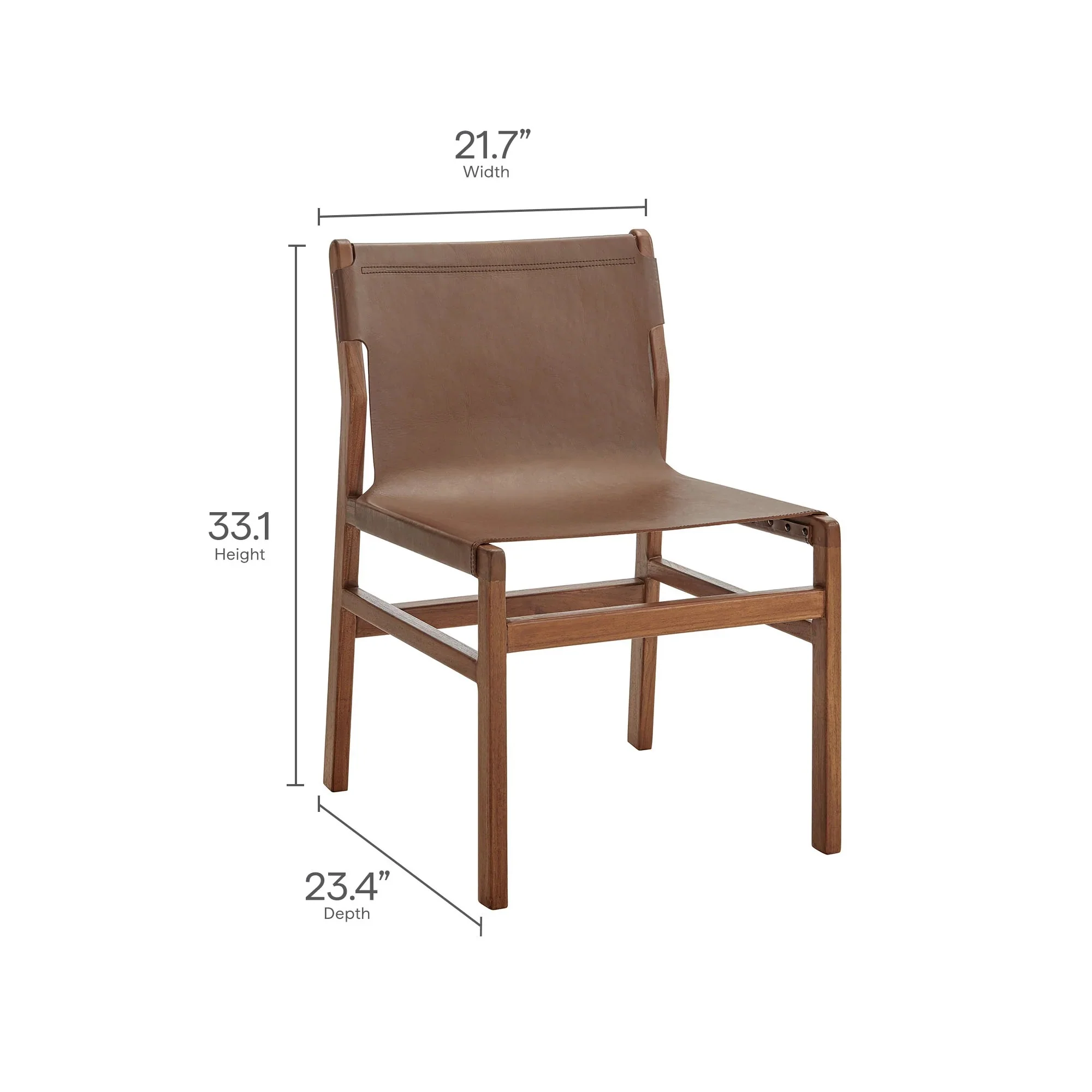 Leather and Teak Wood Dining Side Chair - Image 13