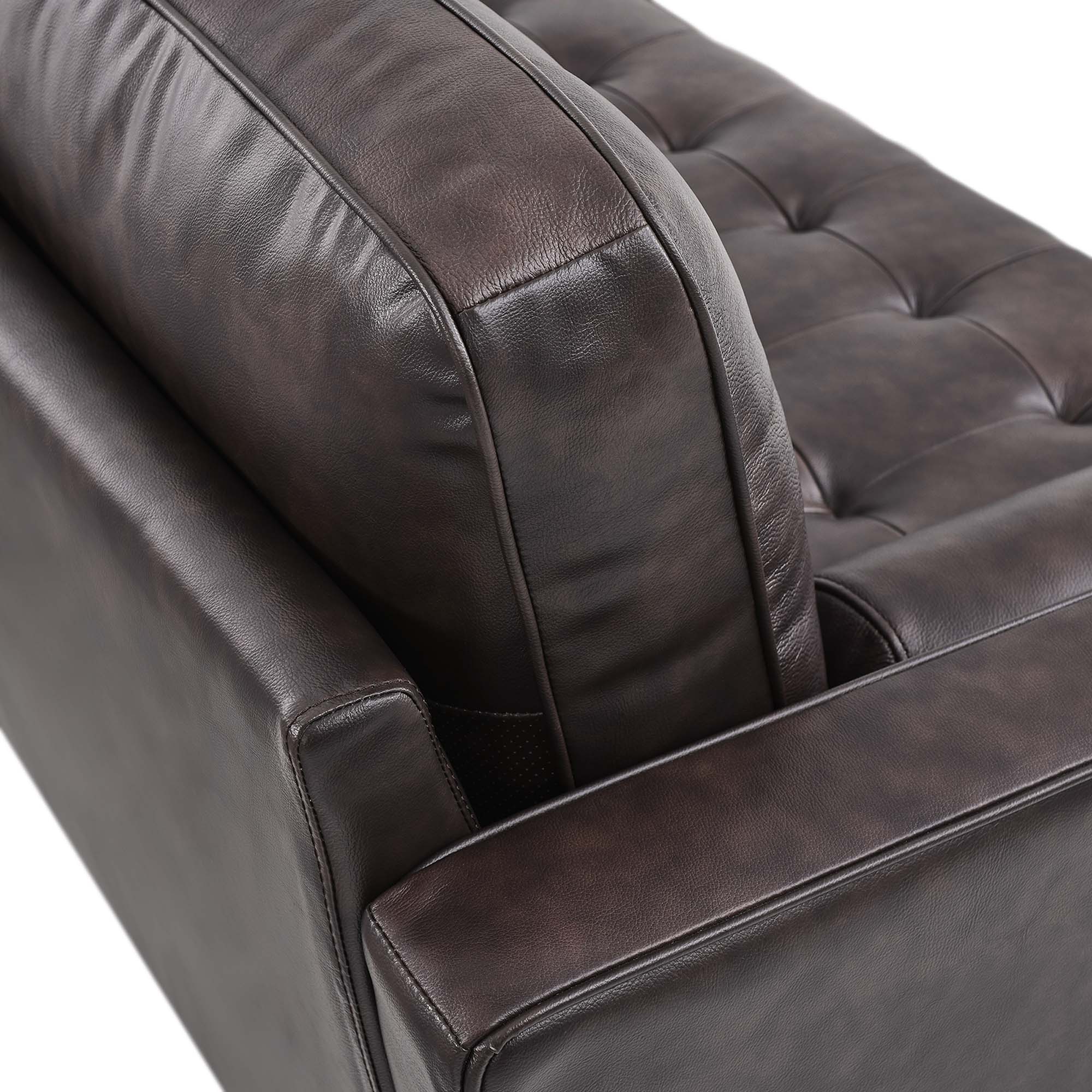 Leather Apartment Sectional Sofa with Reversible Ottoman 78 Inch - Image 11