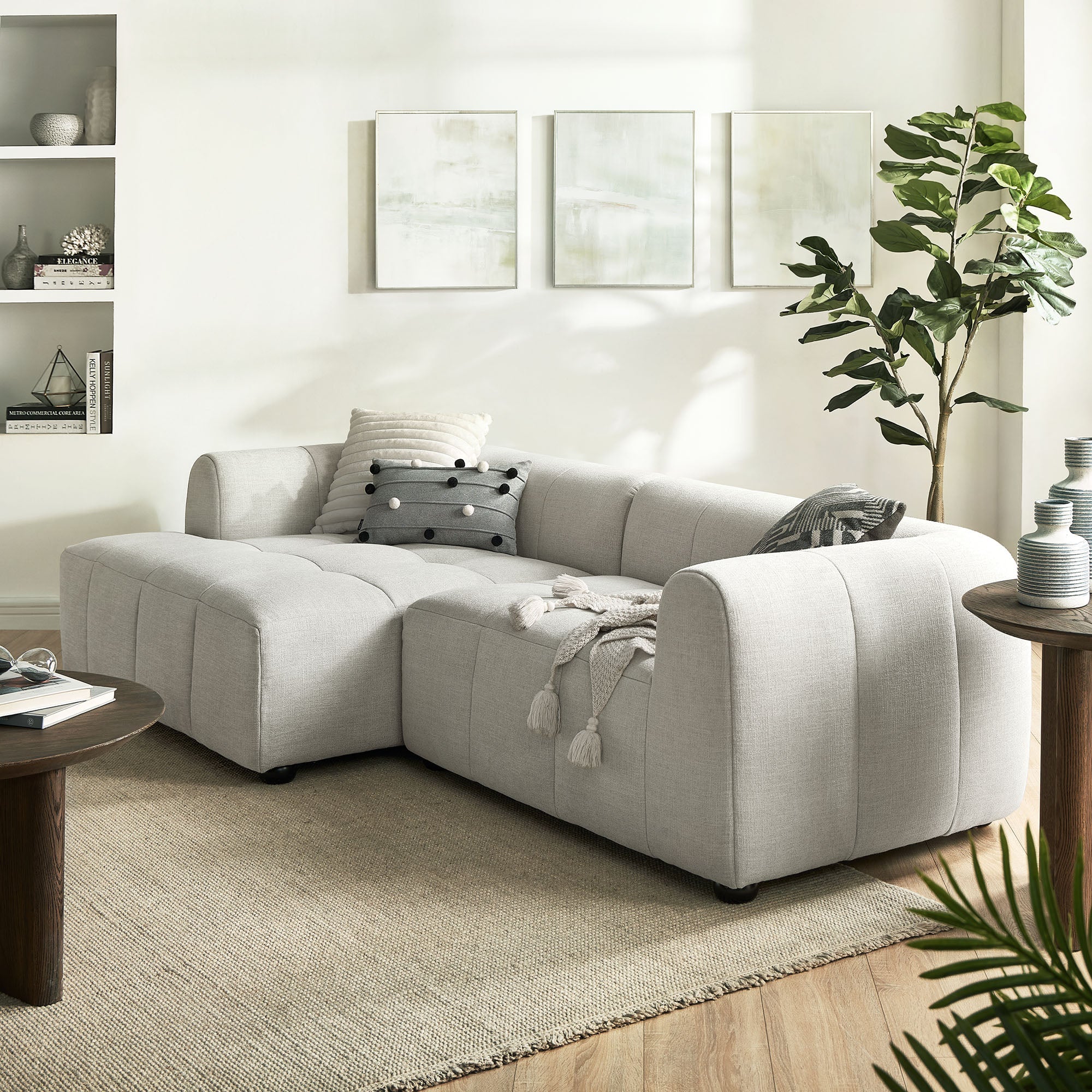 Left-Facing Upholstered Fabric Modular Sofa with Chaise - 102 Inch - Image 12