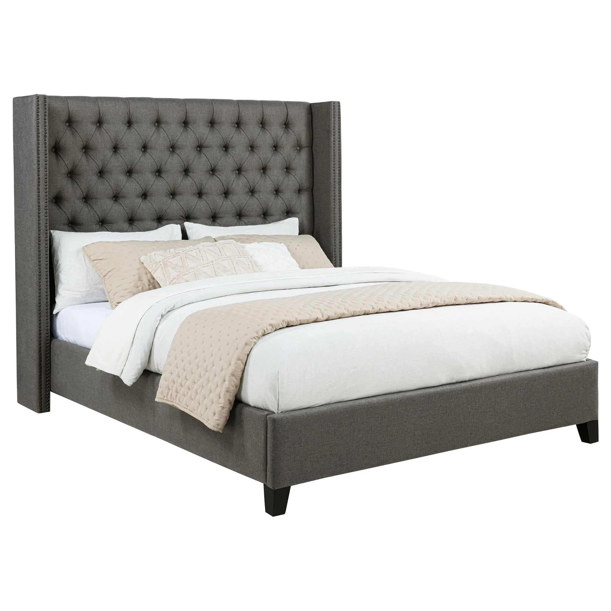 Lendra - Upholstered Wingback Bed With Tufted Headboard - Image 6