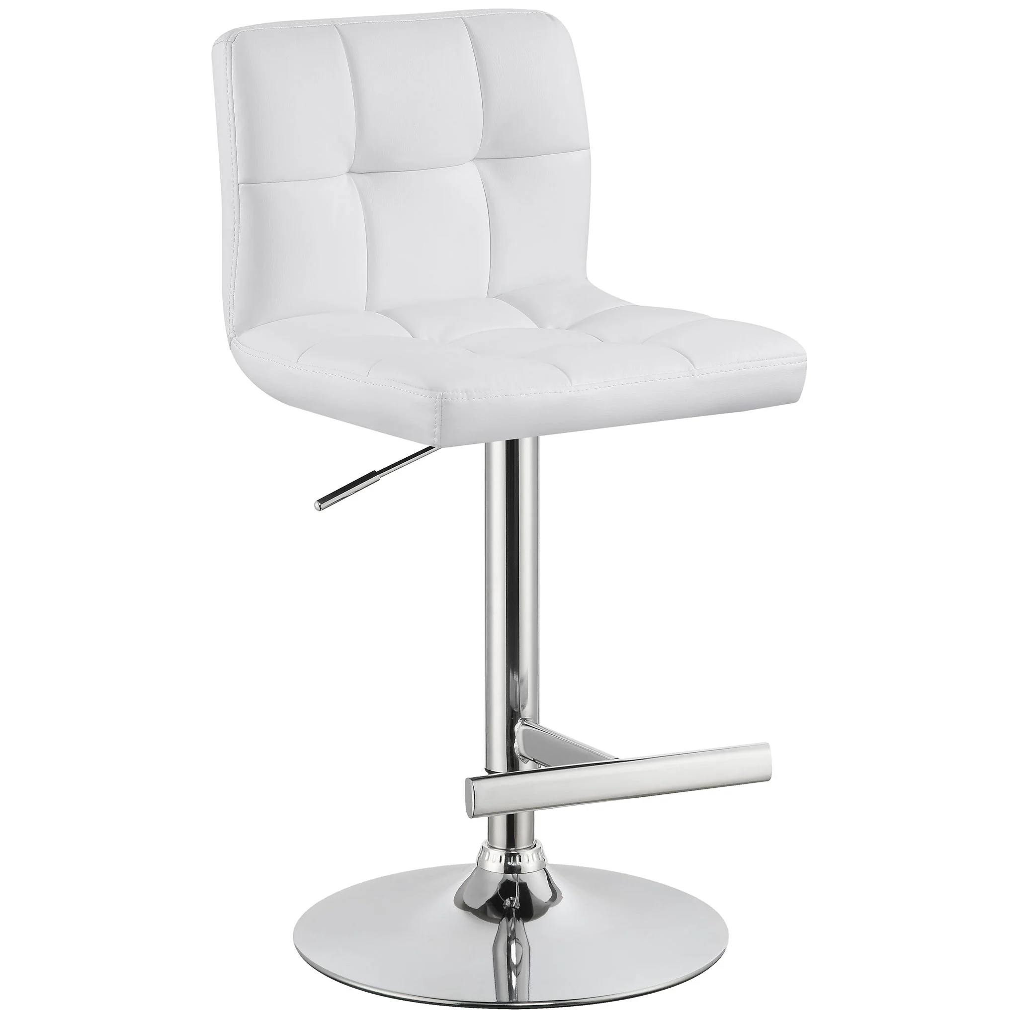 Lenny - Upholstered Adjustable Bar Stool (Set of 2) - White - Image 7