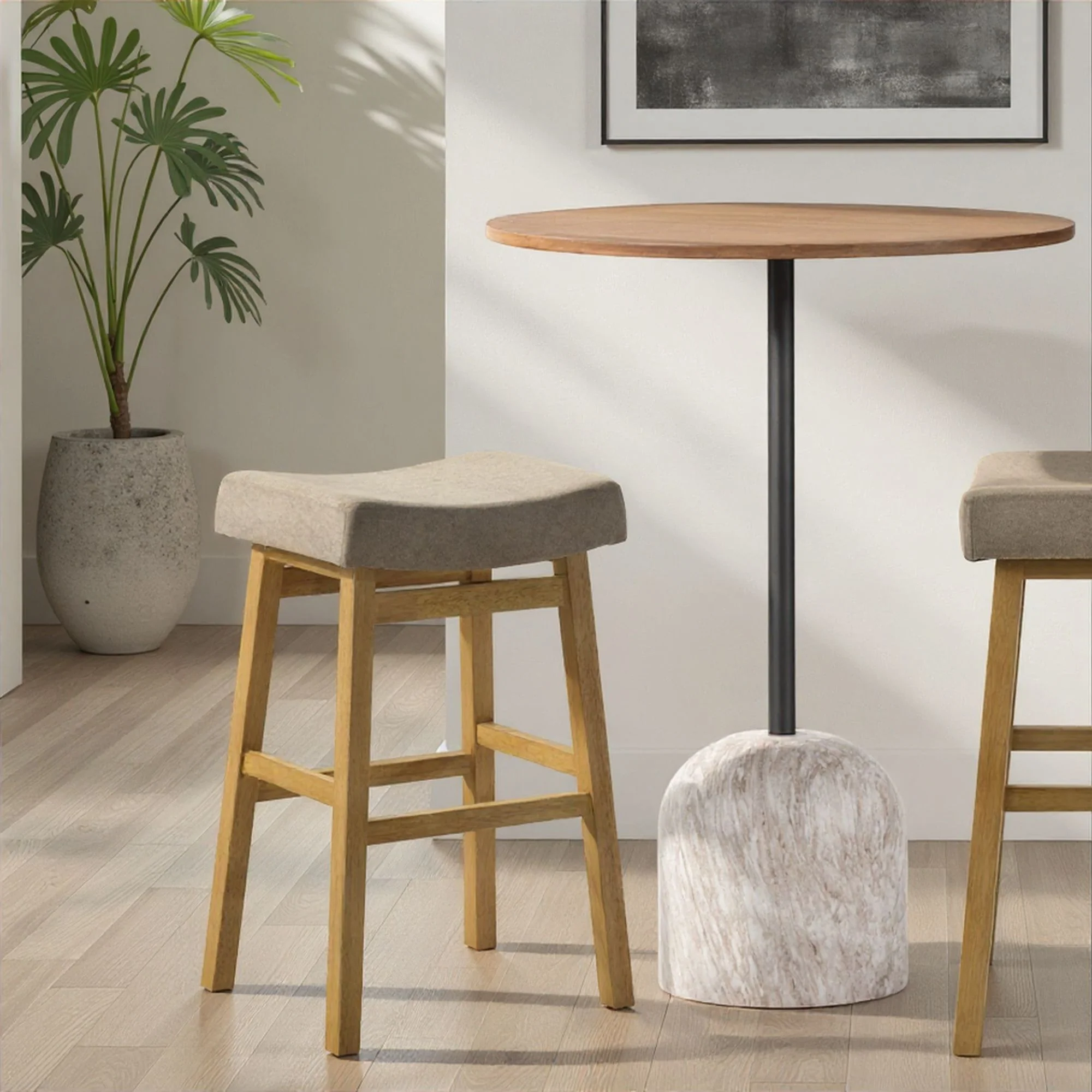 Lenon - Modern Farmhouse Wood Bar Height Kitchen Bar Stool - Image 21