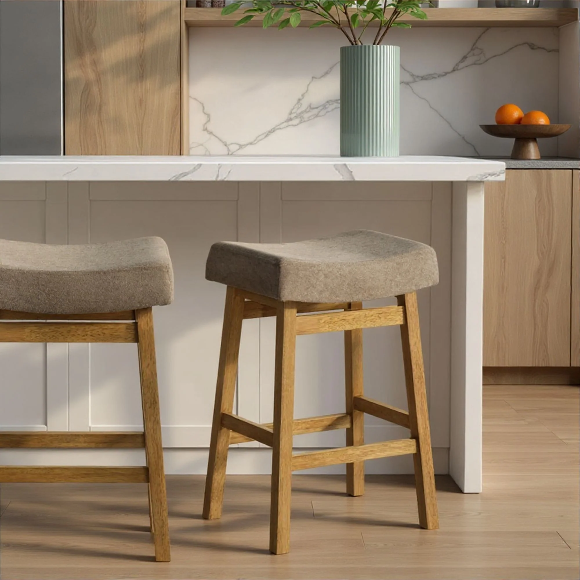 Lenon - Modern Farmhouse Wood Counter Height Kitchen Bar Stool - Image 9