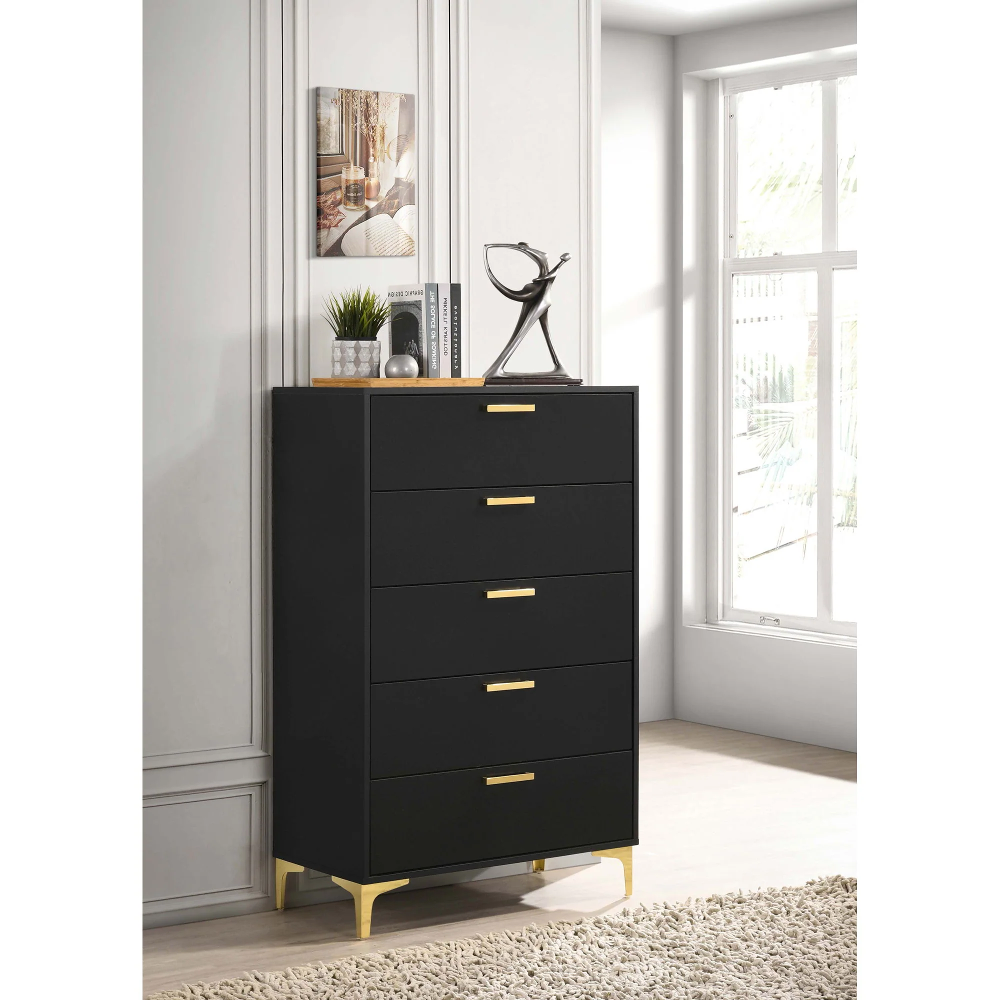 Lexie - 5 Drawer Rectangular Chest - Black - Image 5