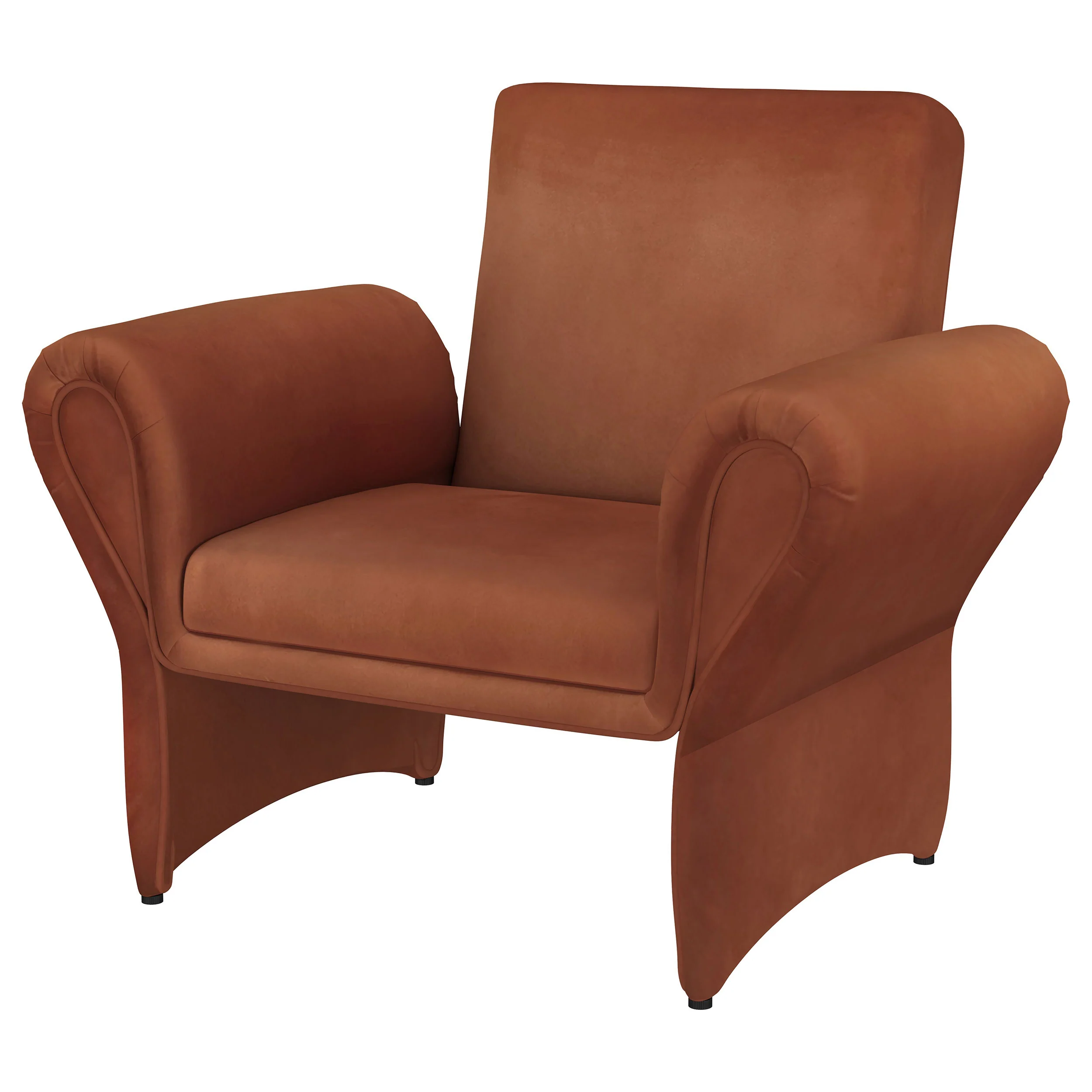 Liana Upholstered Roll Arm Accent Chair in Rust Orange - Image 2