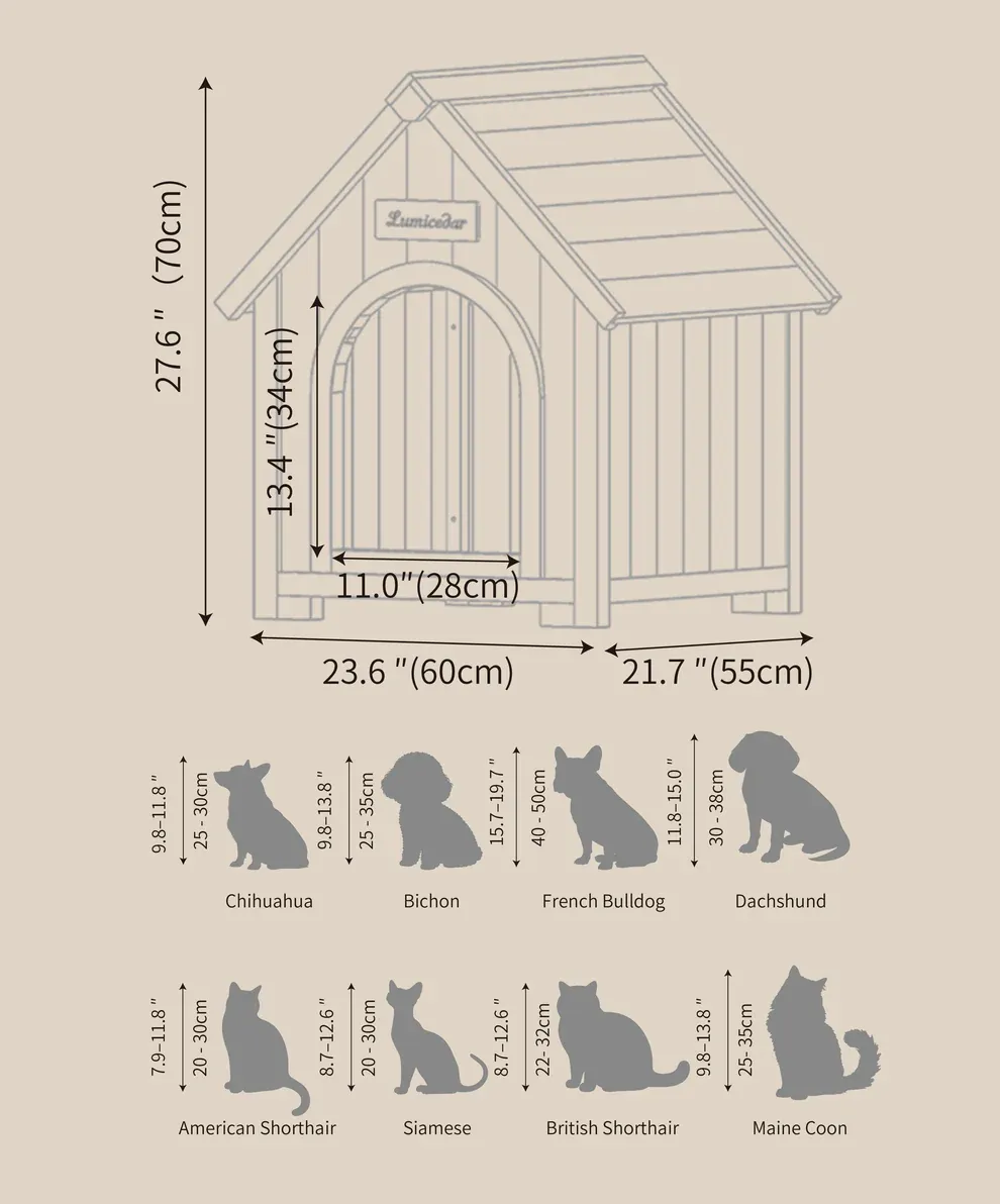 Liatris 27-Inch FSC Solid Cedar Cabin Pet House with Triangle Roof - Image 6