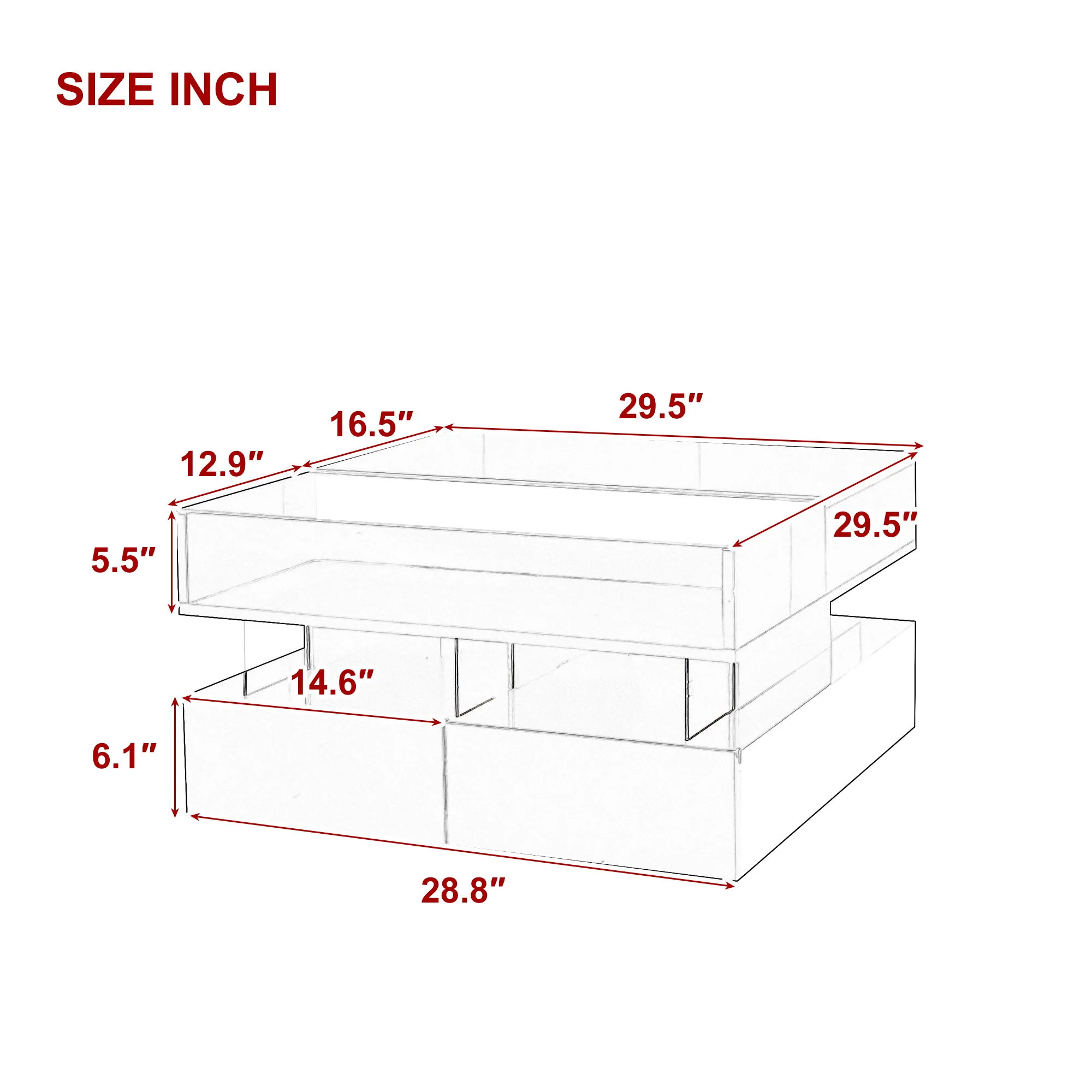 Lift Top Coffee Table With 2 Drawers, Hidden Space And LED Lights For Living Room - Image 16