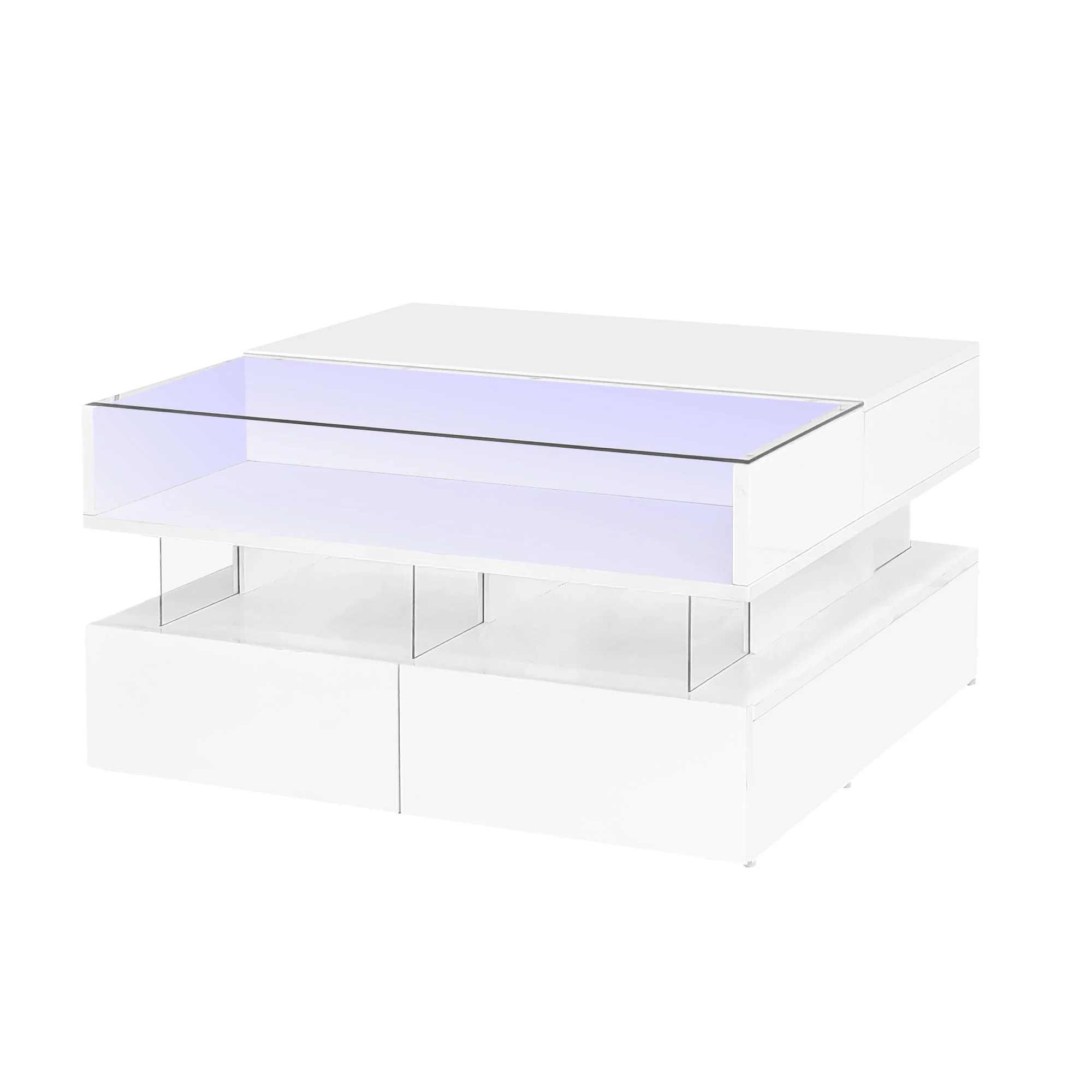 Lift Top Coffee Table With 2 Drawers, Hidden Space And LED Lights For Living Room - Image 2