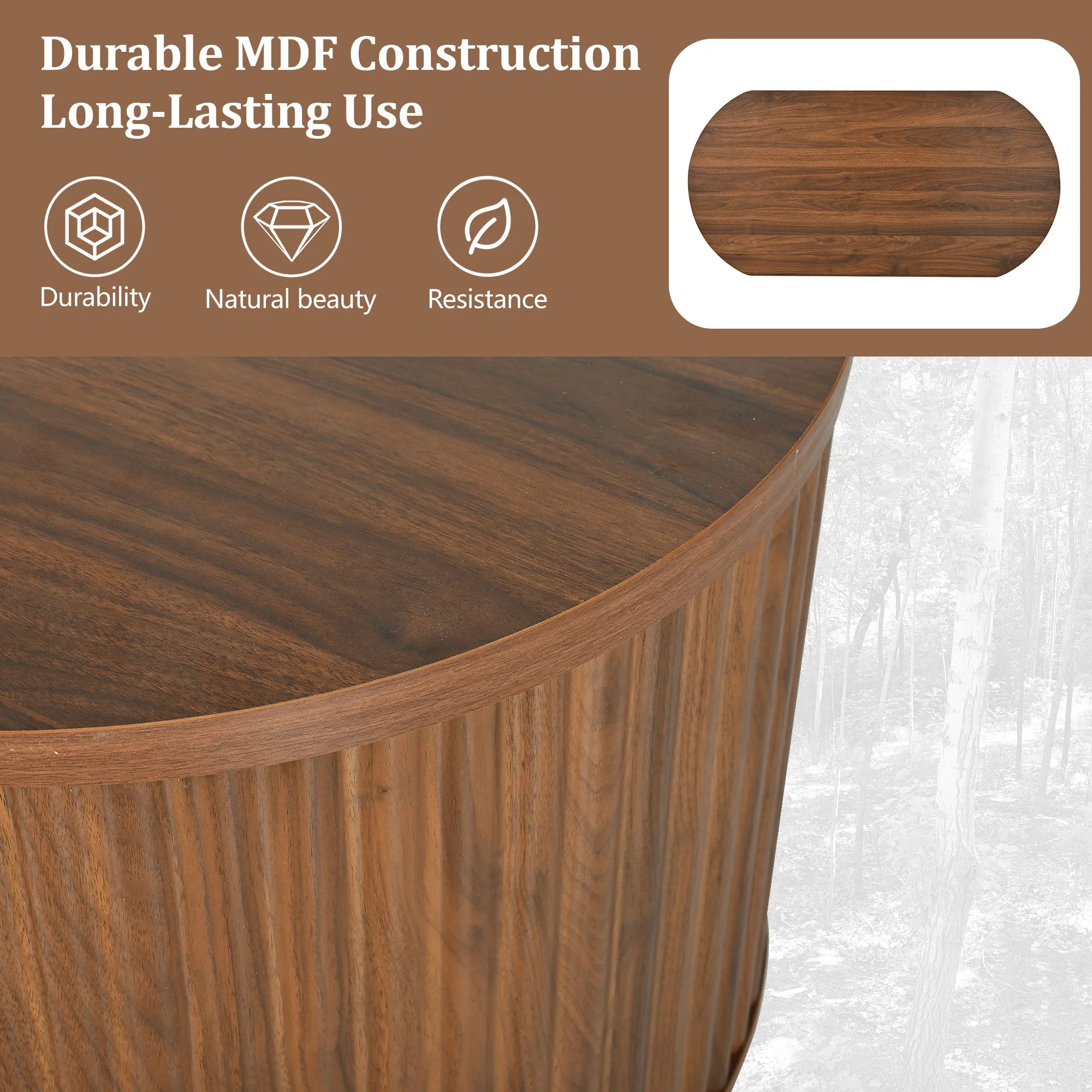Lift Top Coffee Table With Hidden Compartment, Modern Oval Lift Tabletop For Home Living Room - Image 14