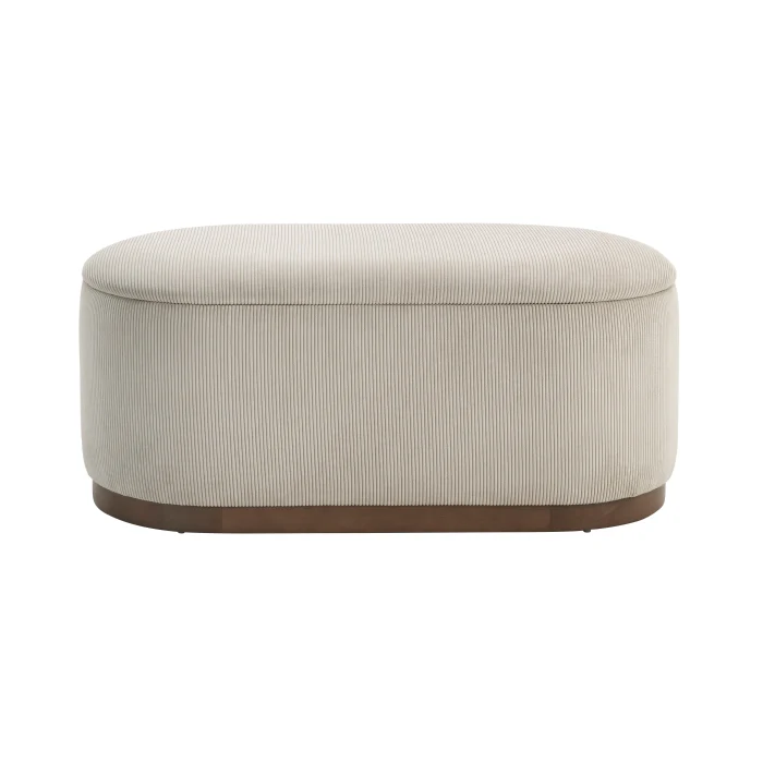 Lift Top Storage Bench Foam Cushioned Seat Gray Corduroy Fabric Upholstery - Image 8