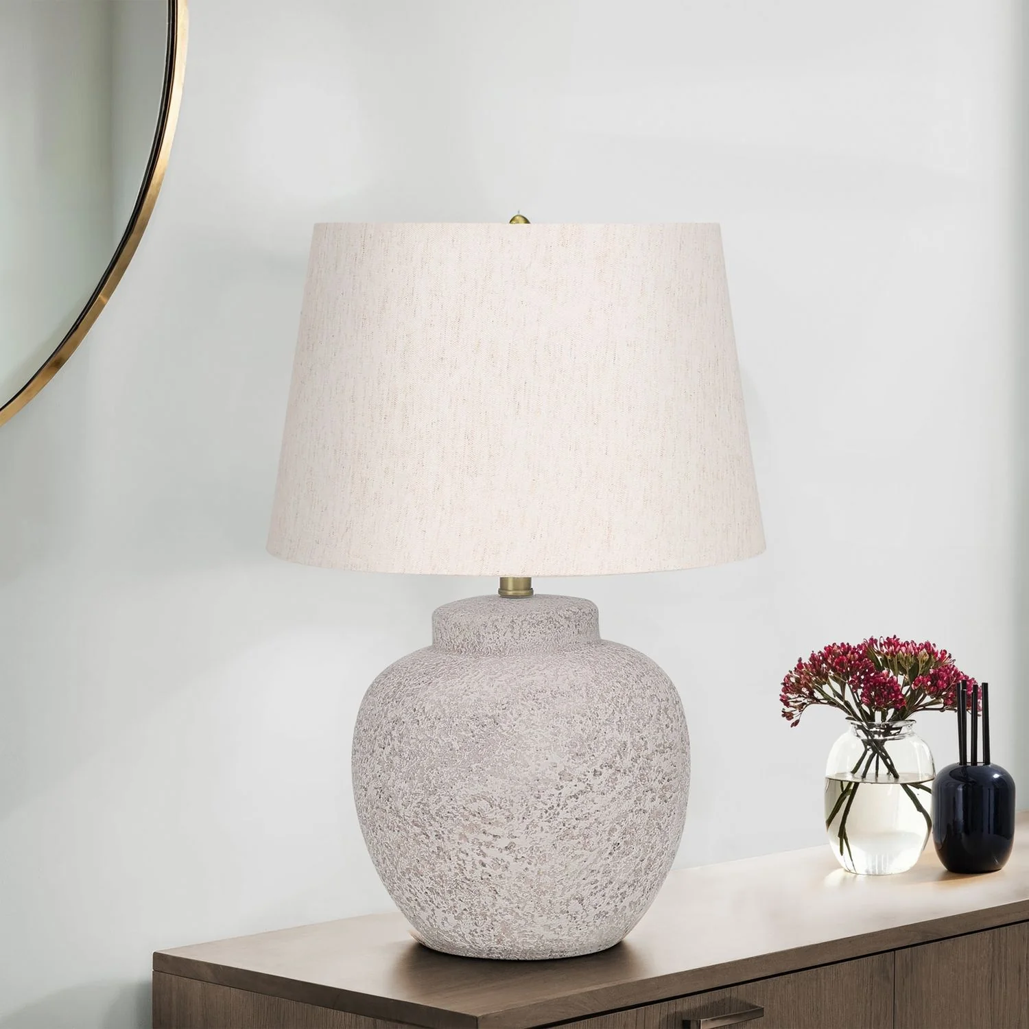 Lighting, Table Lamp, Concrete, Modern - Cream - Image 2