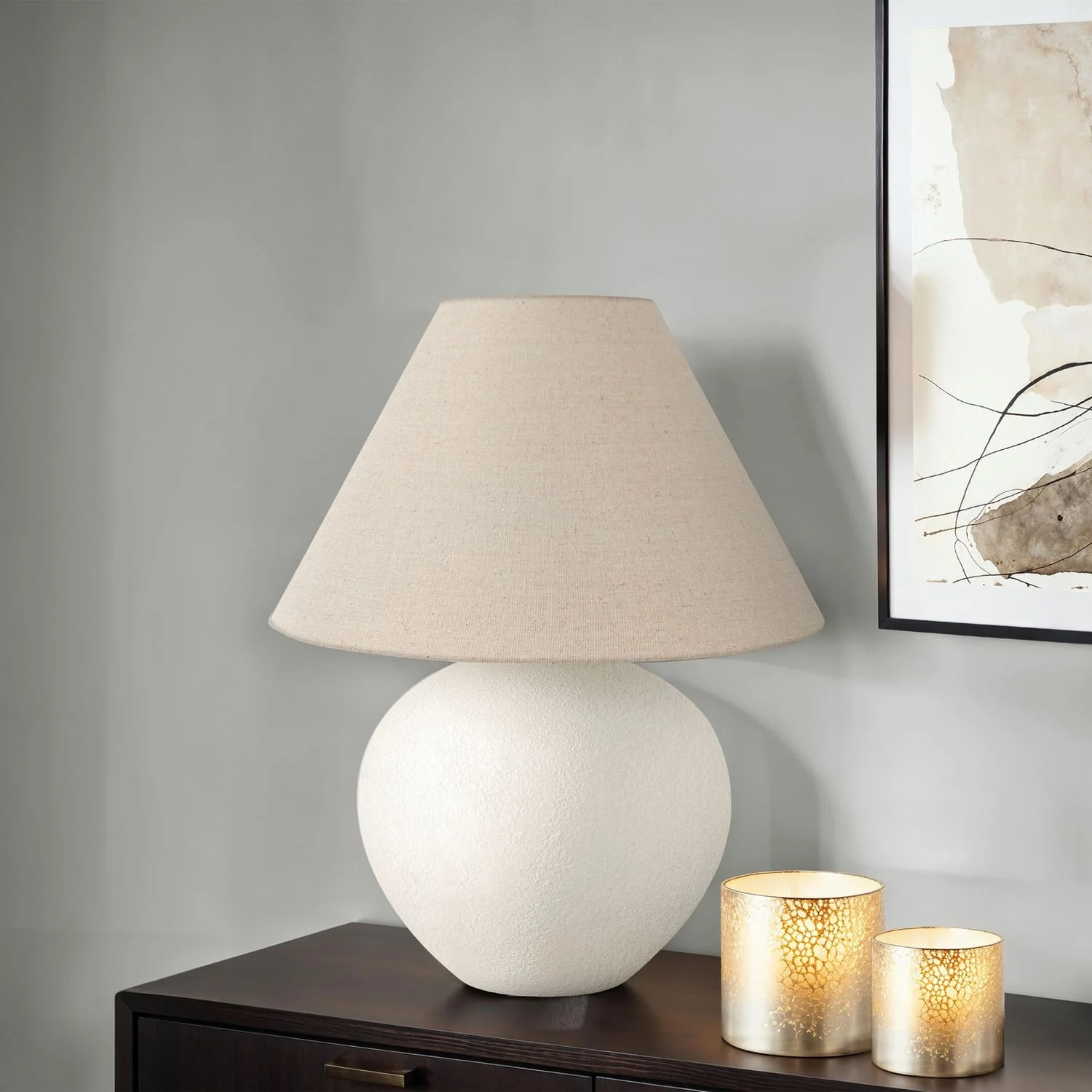 Lighting, Table Lamp Contemporary - Cream - Image 2