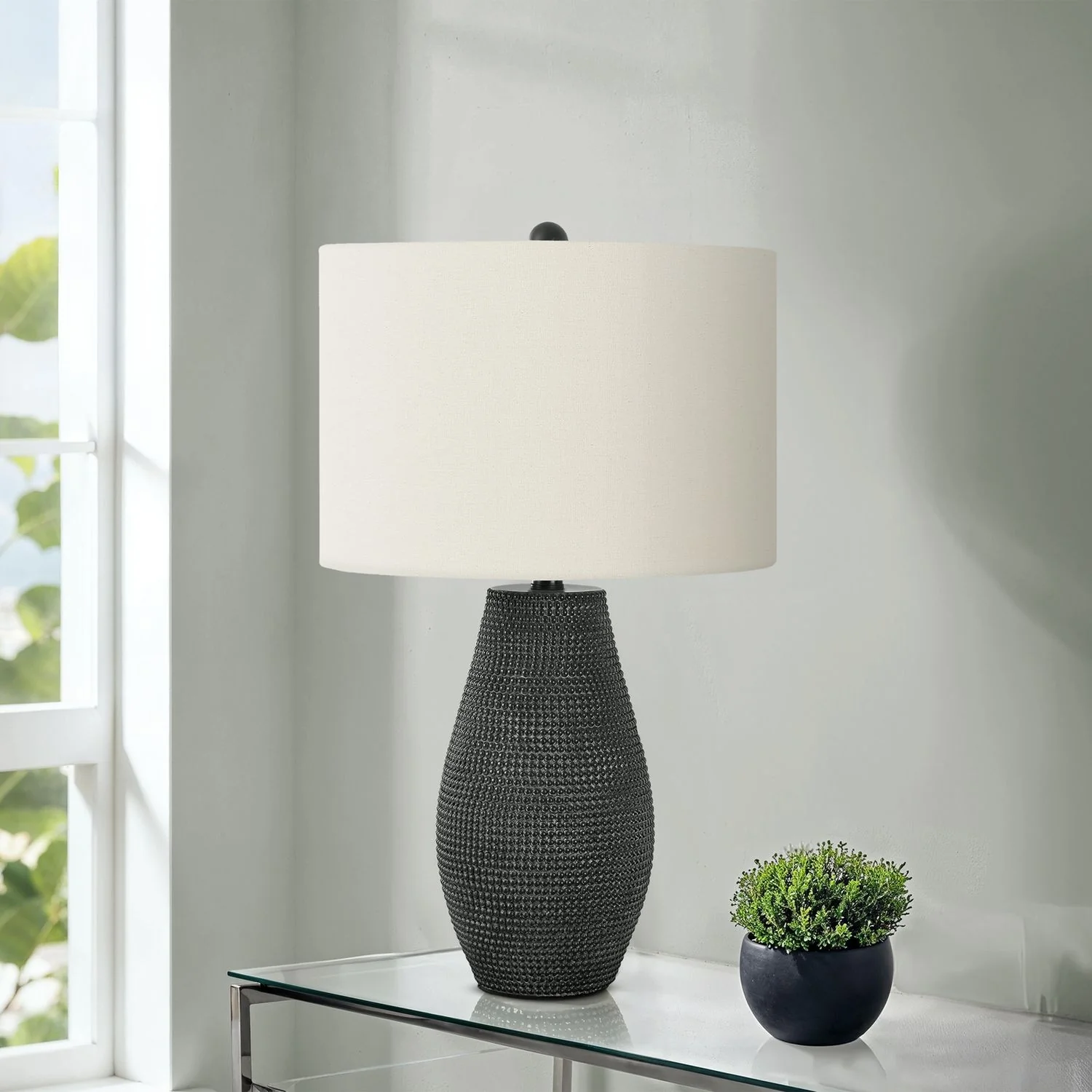 Lighting, Table Lamp, Resin, Contemporary - Black - Image 2