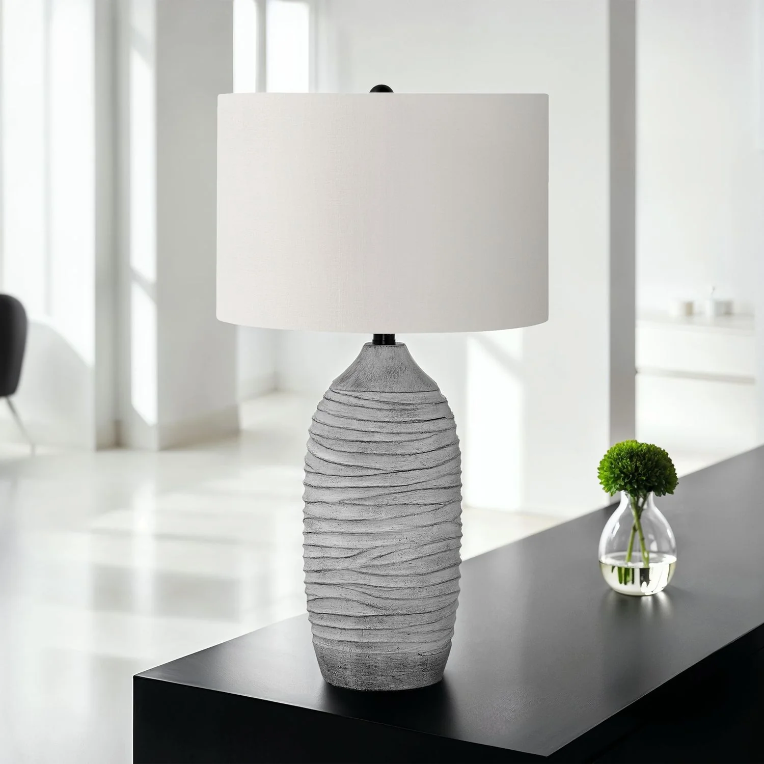 Lighting, Table Lamp, Resin, Modern - Gray / Cream - Image 2