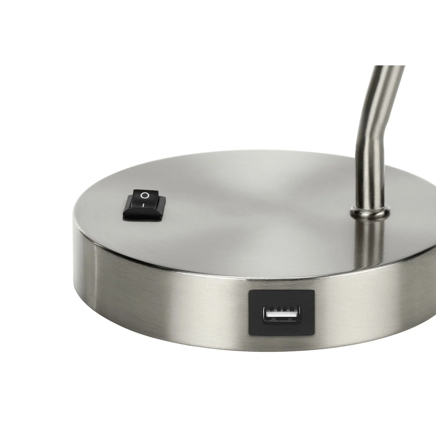 Lighting, Table Lamp, USB Port Included, Nickel Metal, Nickel Shade, Modern - Silver - Image 3