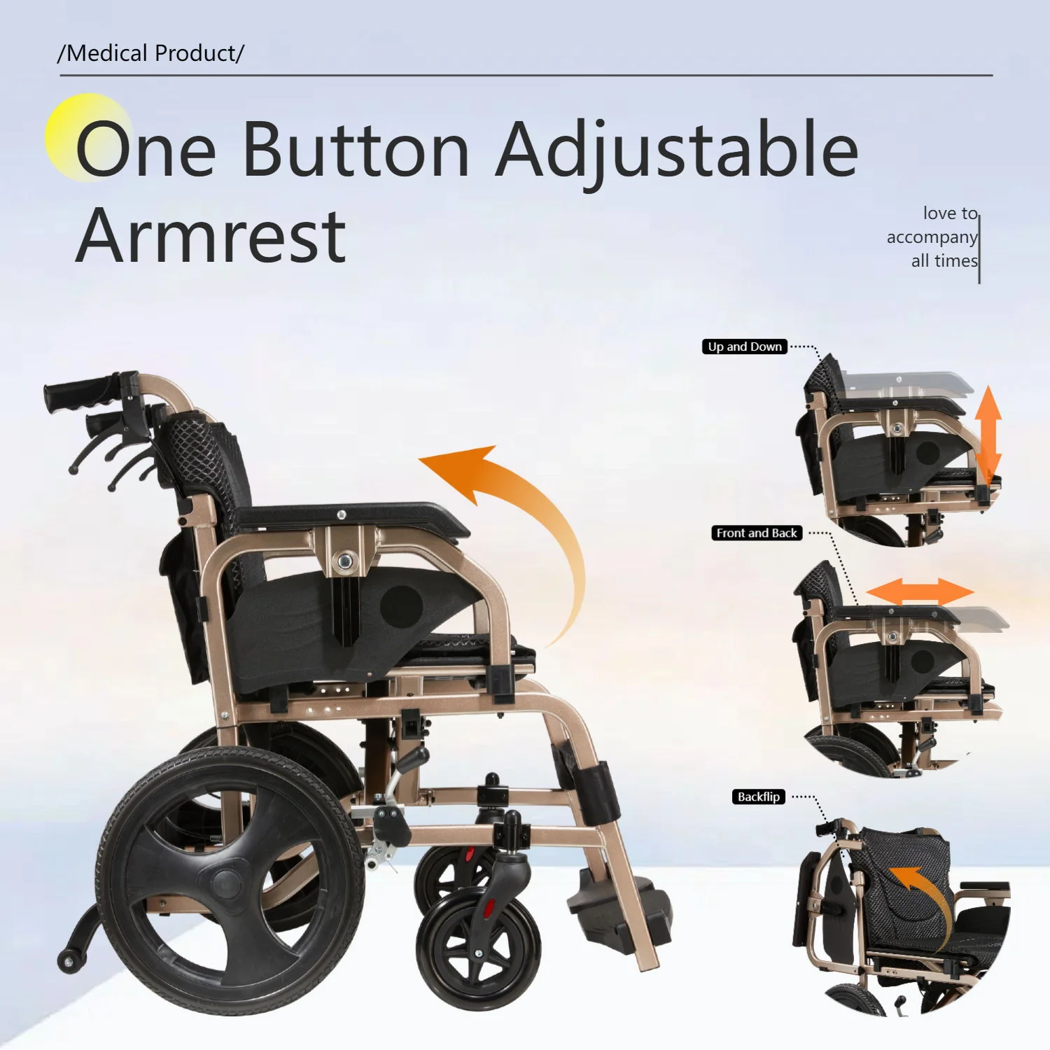 Lightweight Foldable Transport Wheelchair For Adults, Square Tube Design - Image 15