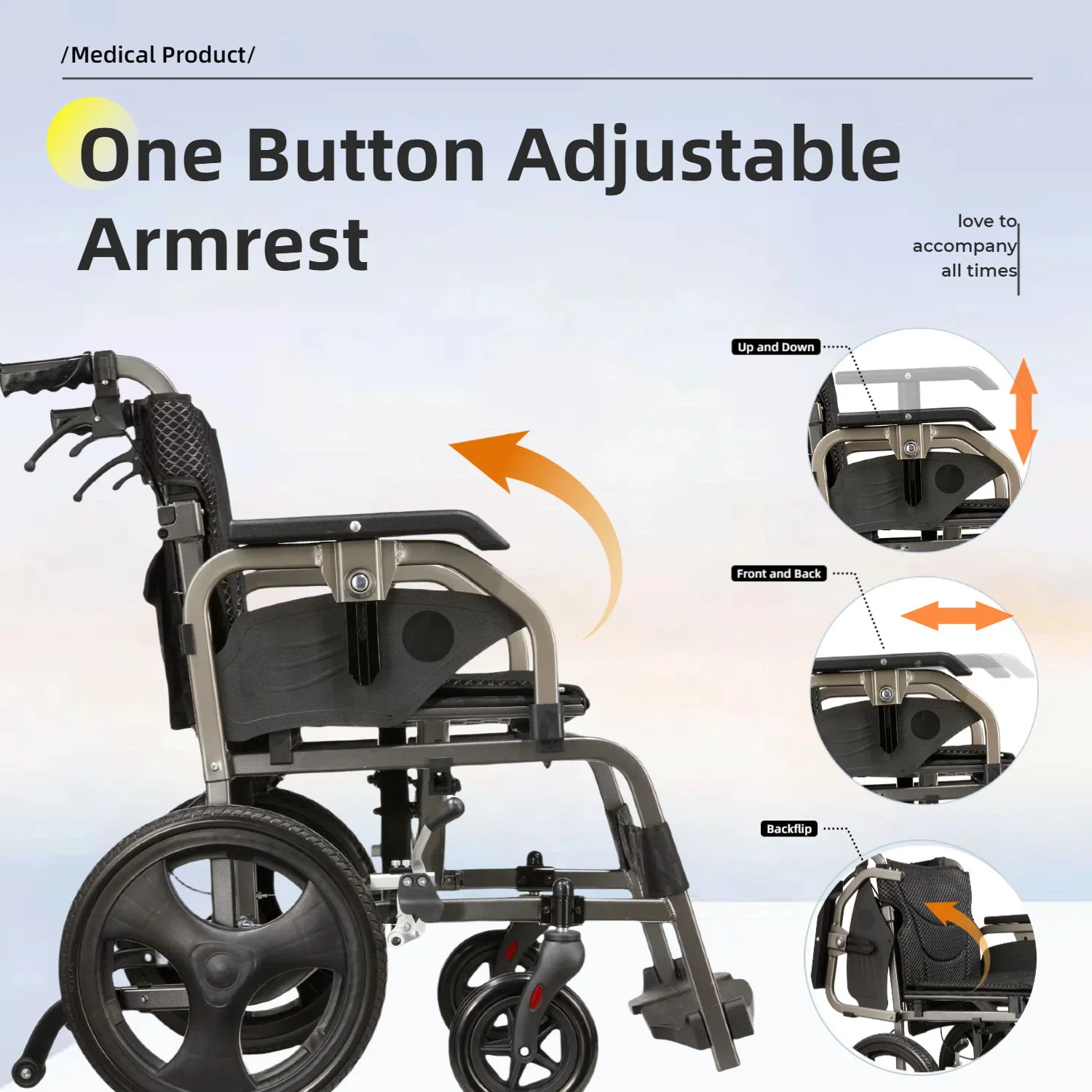 Lightweight Foldable Transport Wheelchair For Adults, Square Tube Design - Image 17