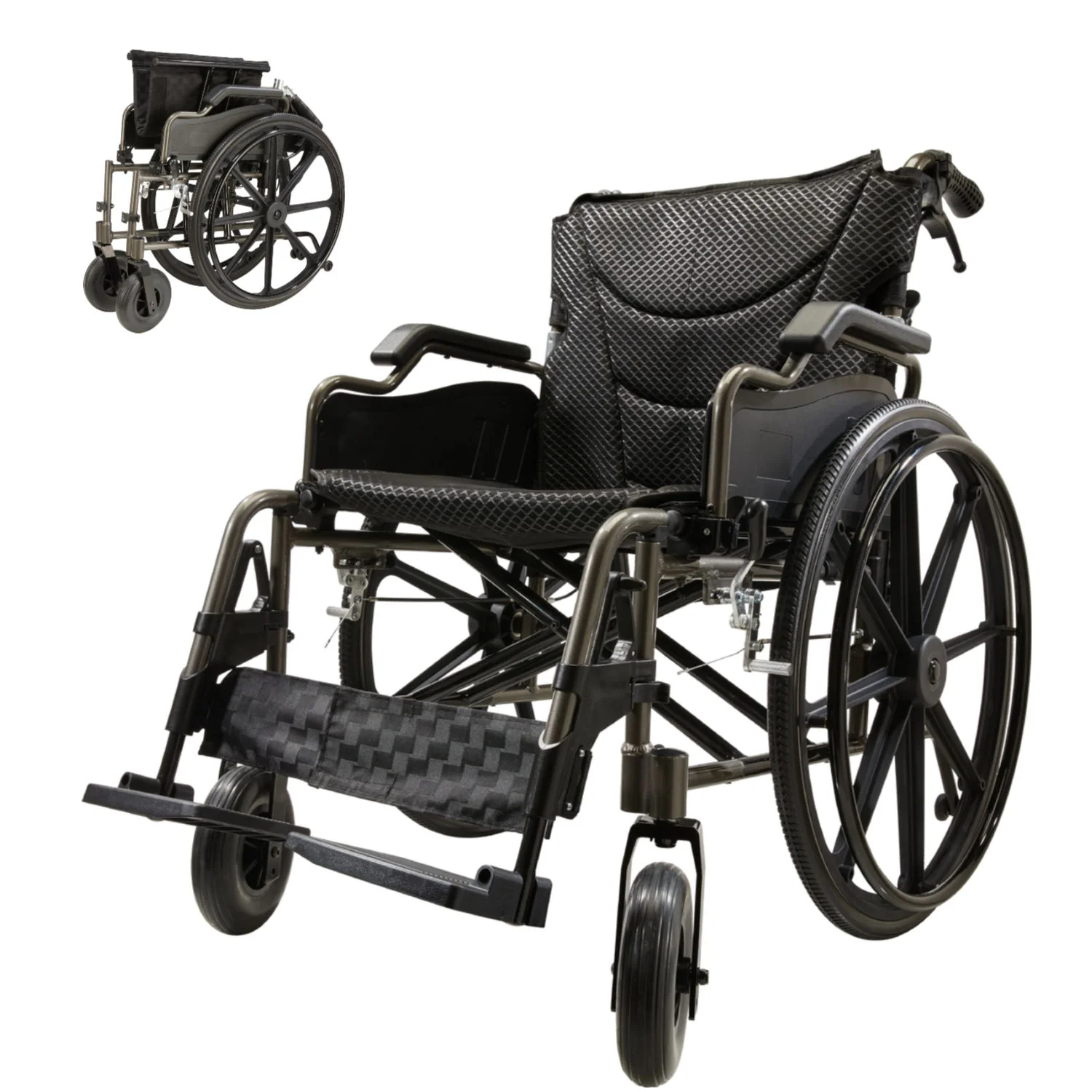 Lightweight Foldable Transport Wheelchair For Adults With Double X Force Support - Image 2