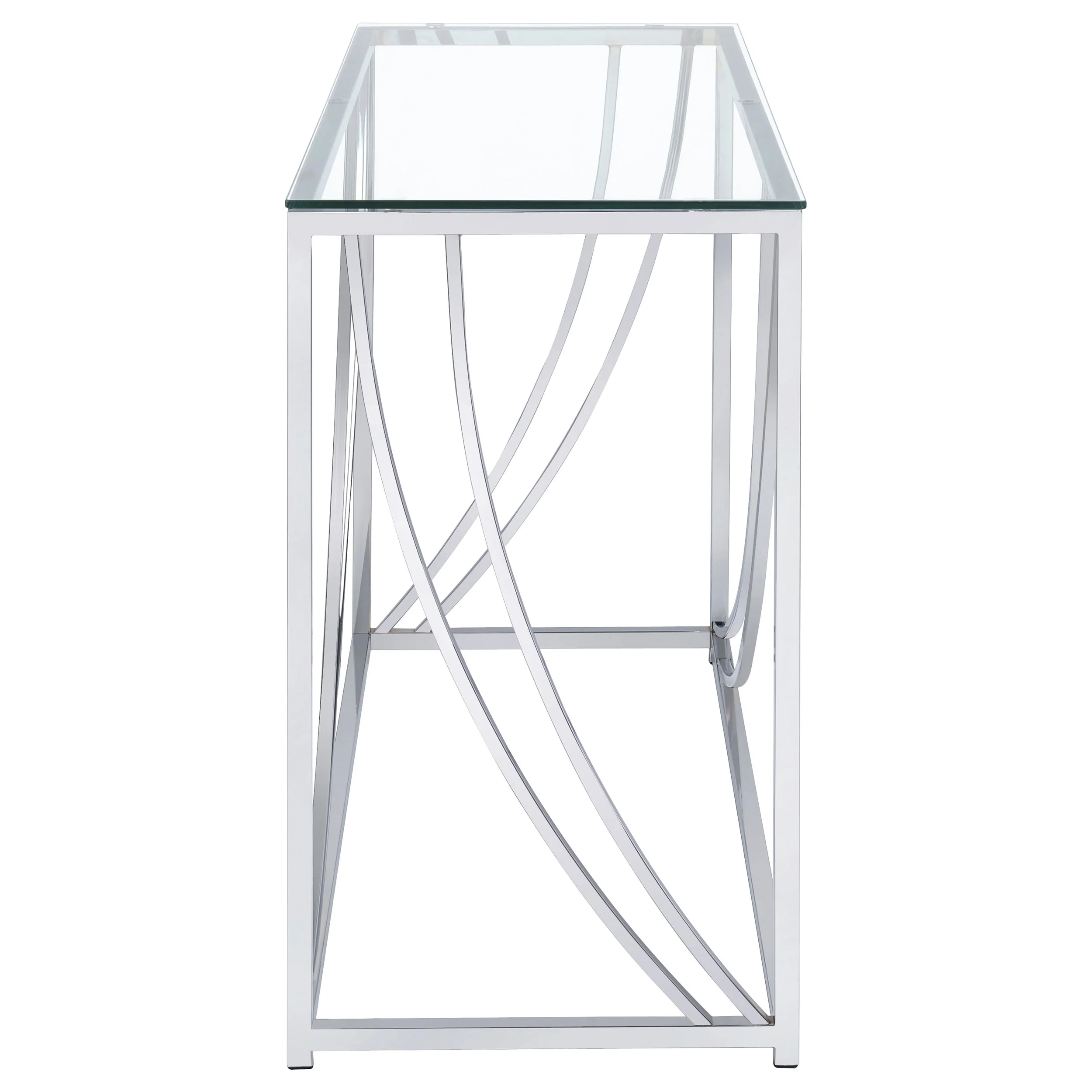 Lille Glass Top Entryway Console Table with Chrome Frame - Image 2
