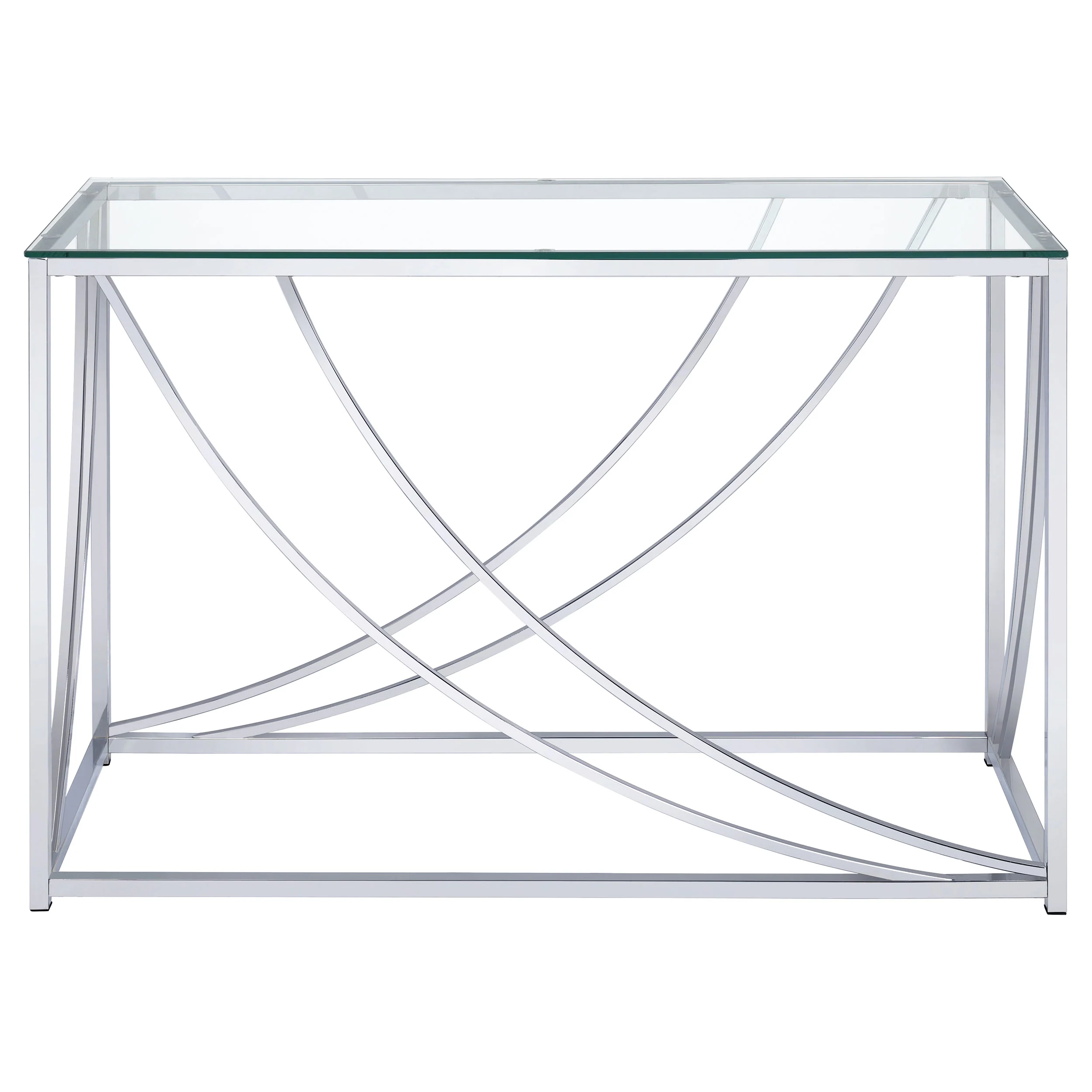 Lille Glass Top Entryway Console Table with Chrome Frame - Image 5