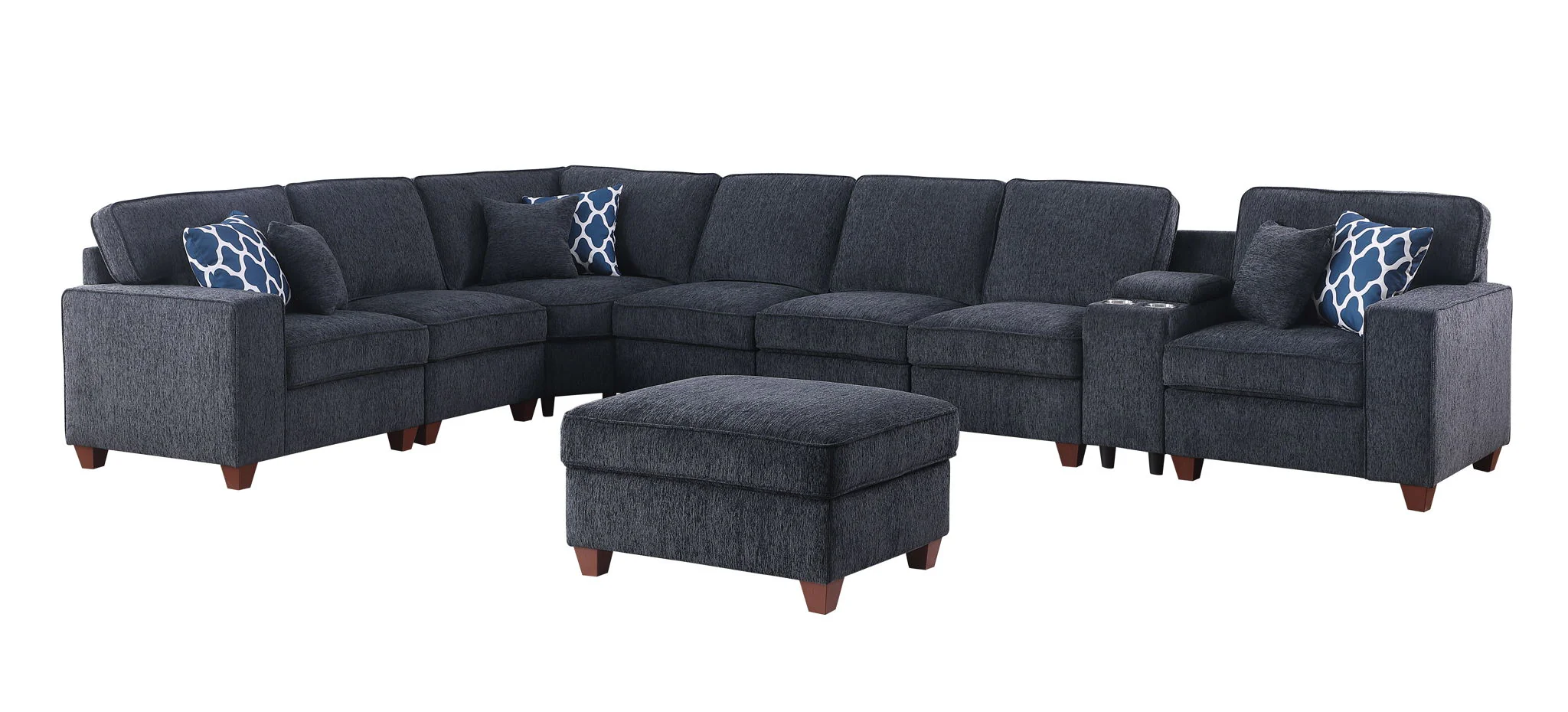 Lily - Sectional Sofa With Ottoman - Black - Image 2