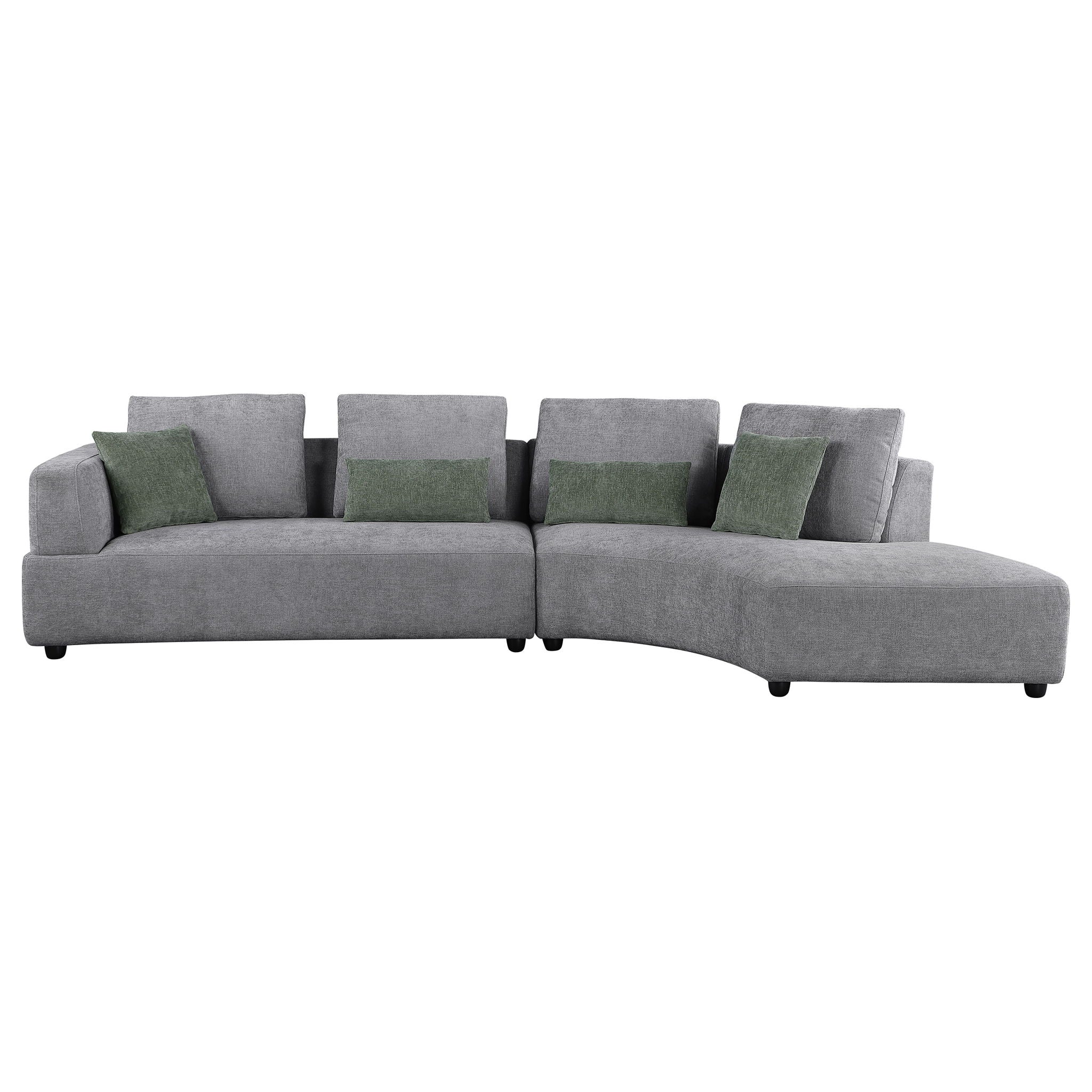 Lincoln - Upholstered Curved Sectional Sofa With Pillow Back Cushions - Gray - Image 2