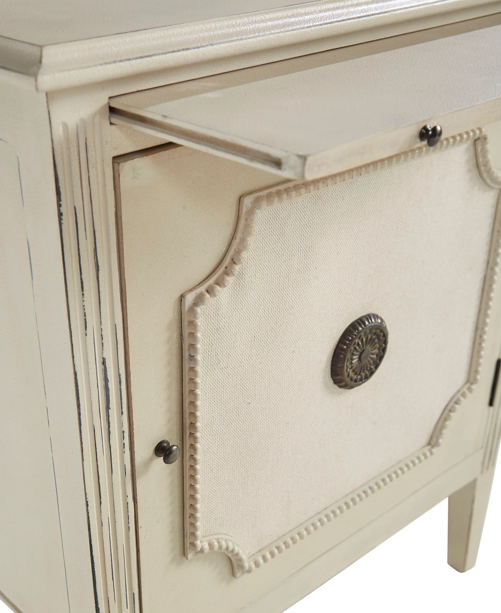 Linen & Beaded Front End Table - White - Image 9
