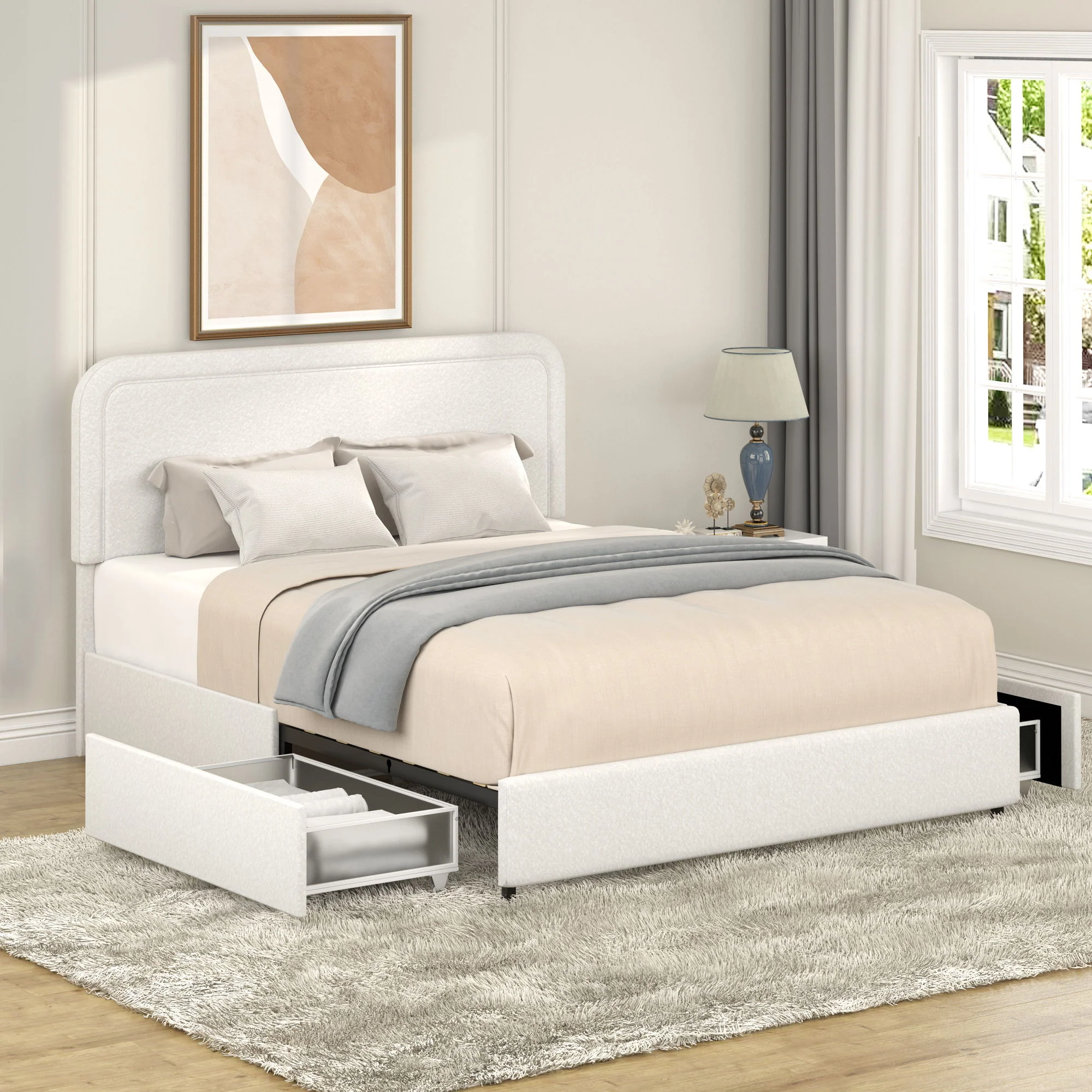 Liv - Patented With Drawers Upholstered Storage Platform Bed - Image 6