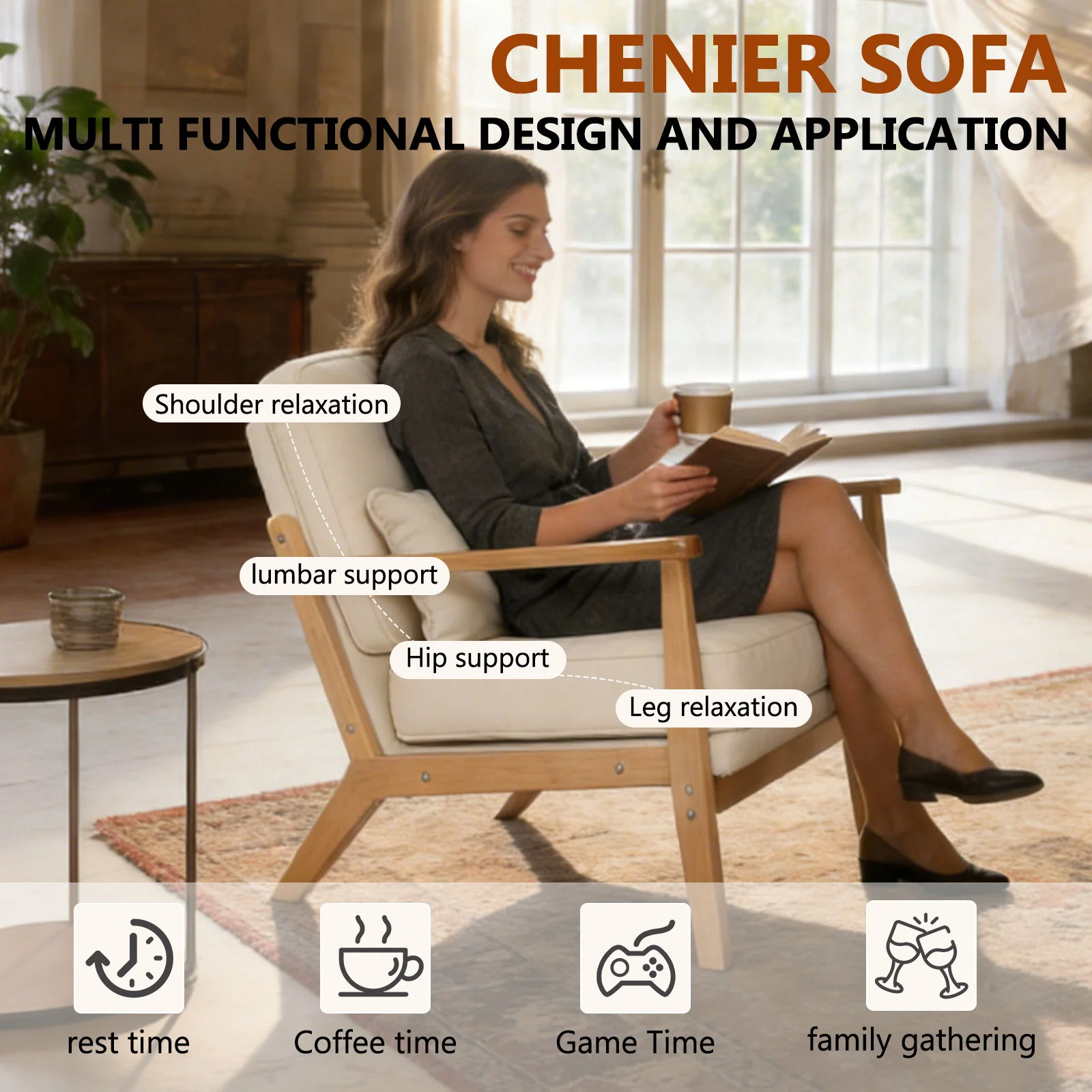 Living Room Chair With Lumbar Pillow - Image 8