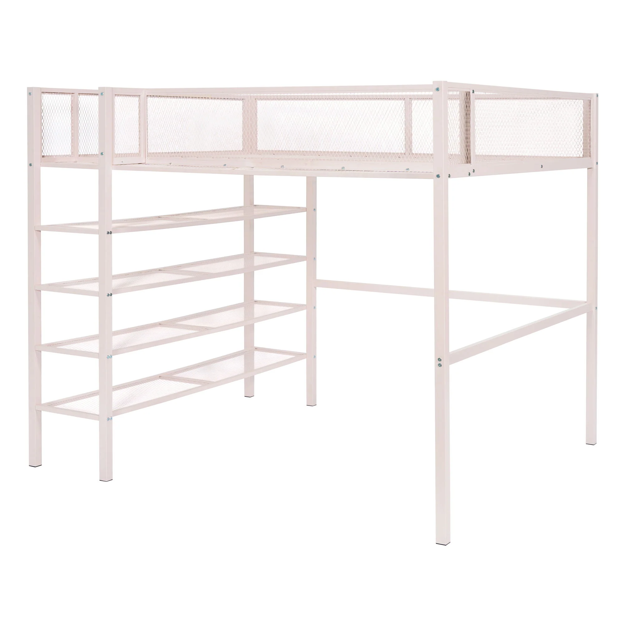 Loft Bed With 4 Tier Shelves And Storage - Image 28