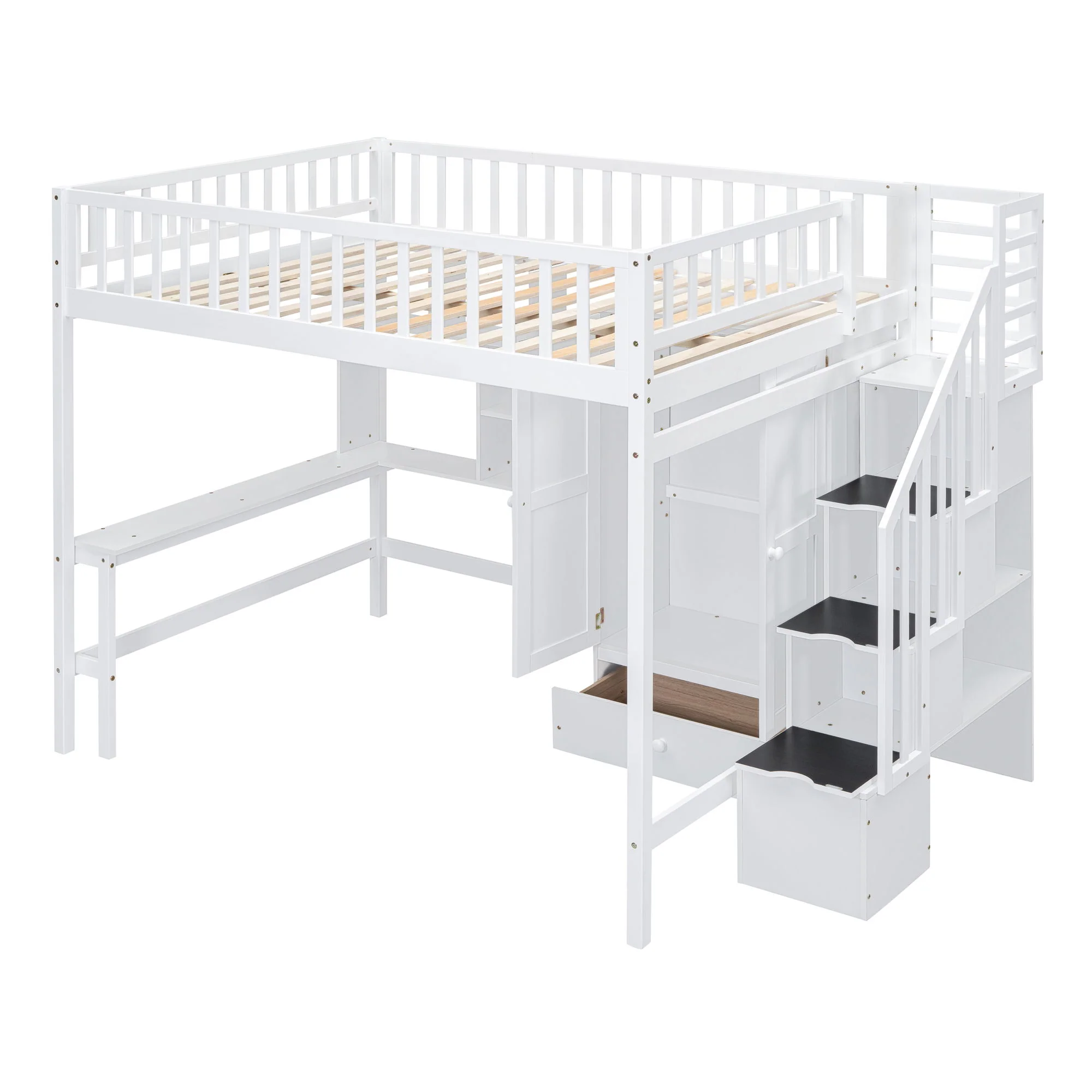 Loft Bed With Bookshelf, Drawers, Desk, And Wardrobe - Image 25