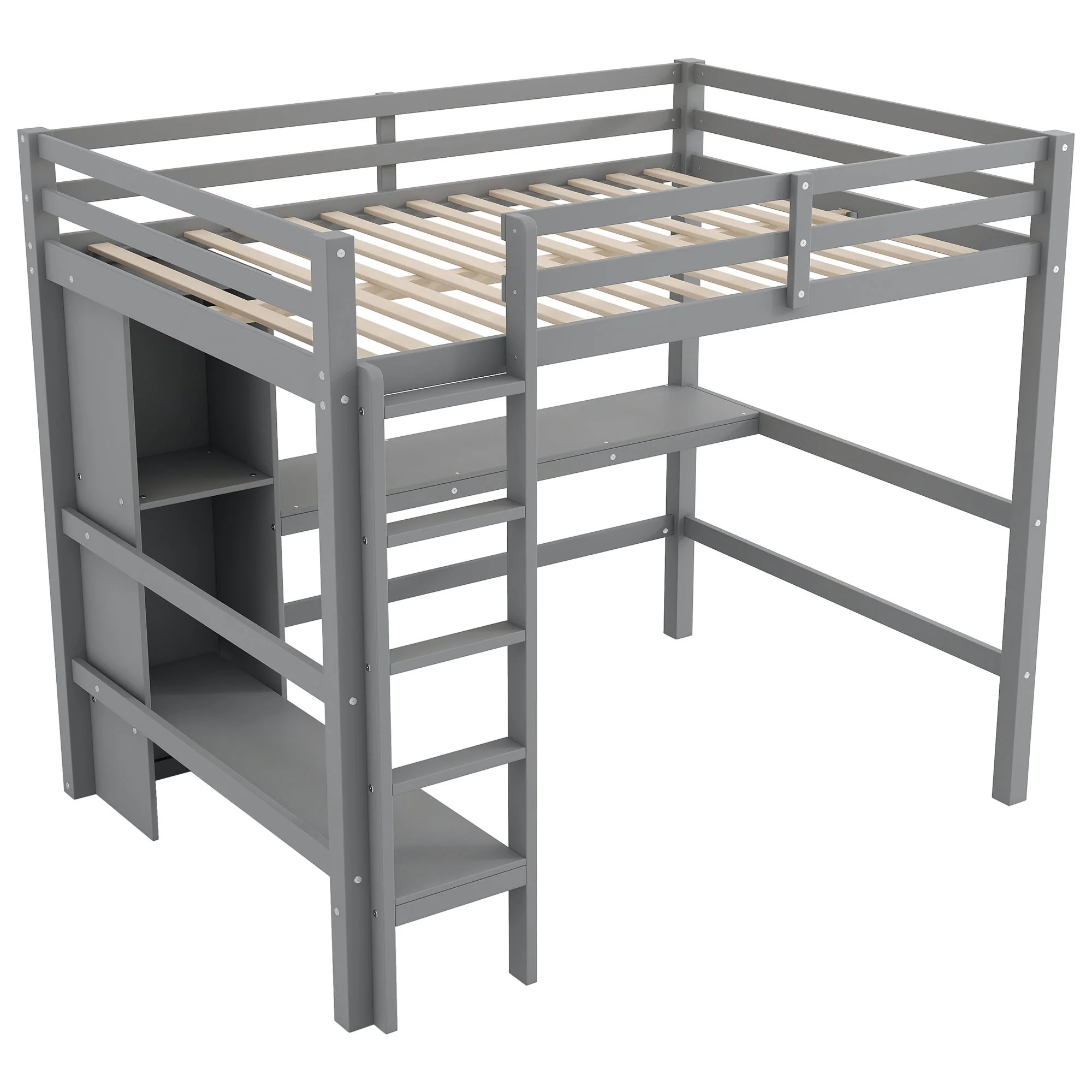 Loft Bed With Built In Desk And Multifunction Shelves - Image 6