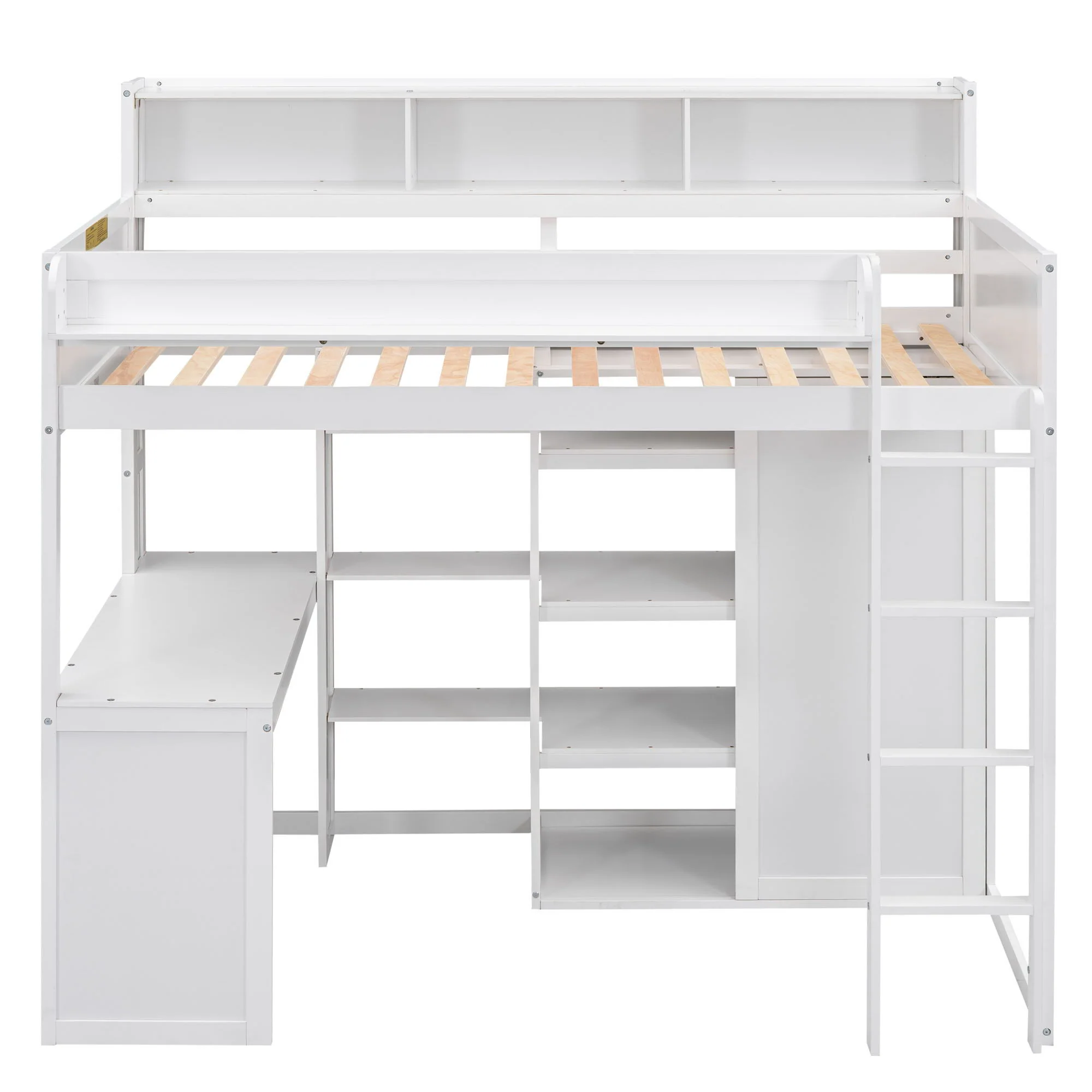 Loft Bed With Built In Desk, Storage Shelves, And Wardrobe - Image 13