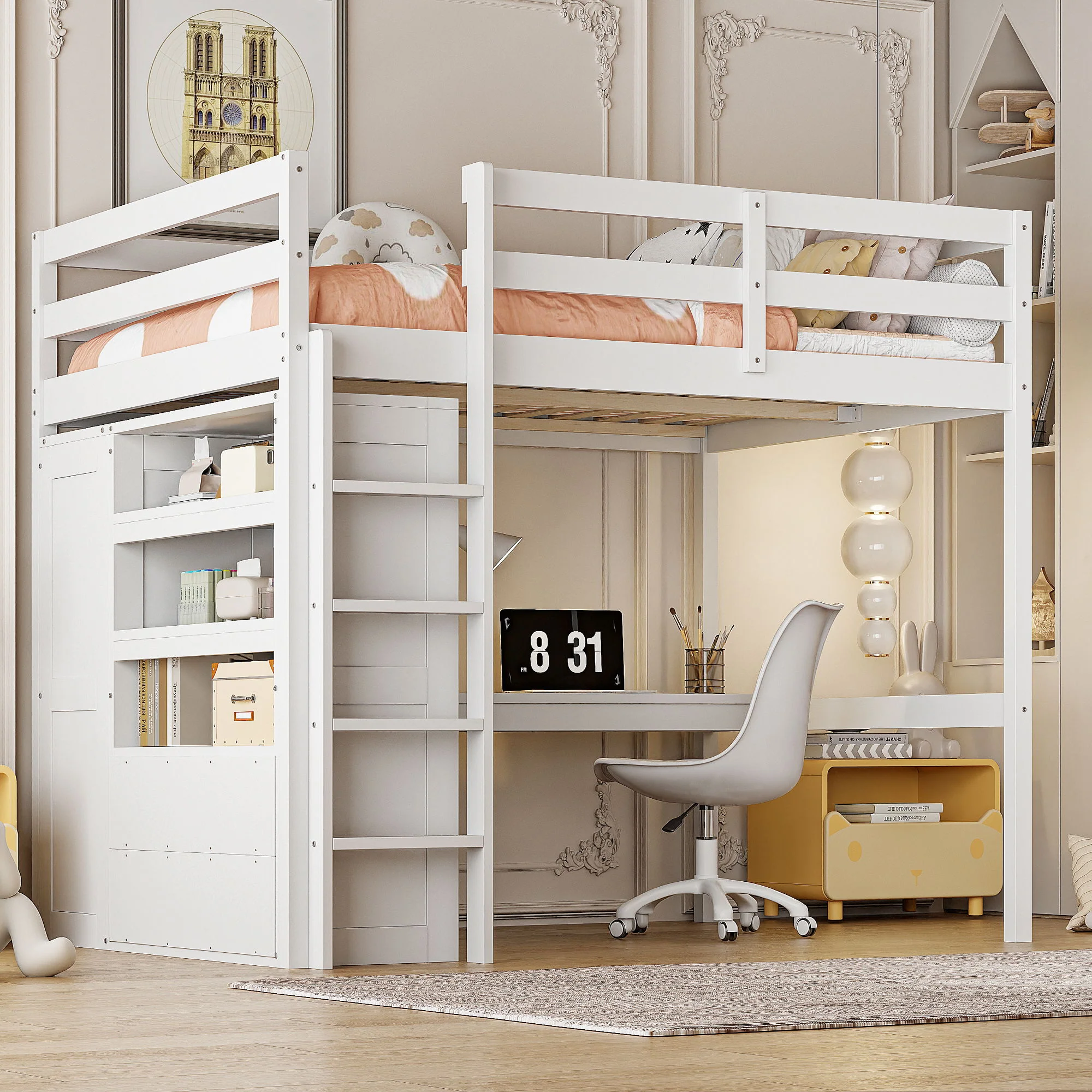 Loft Bed With Built In Wardrobe, Desk, Shelves And Drawers - Image 6
