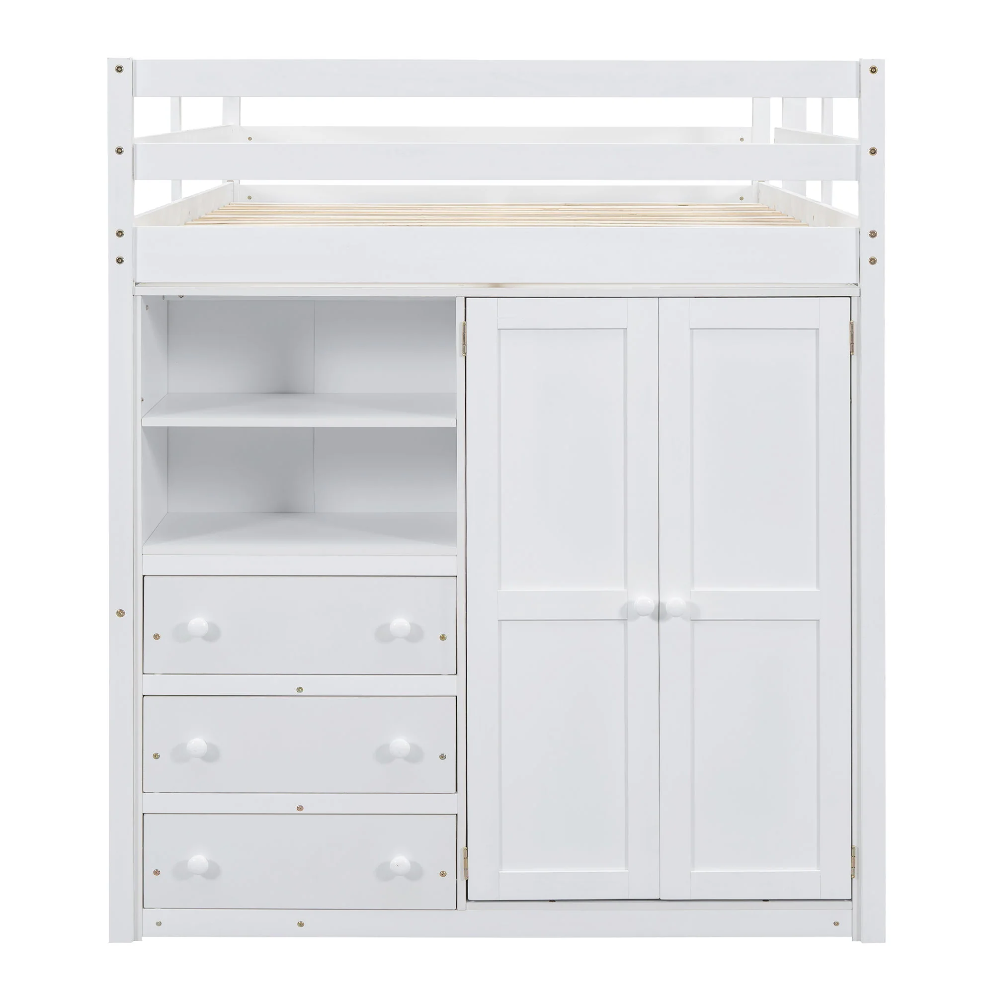 Loft Bed With Built In Wardrobe, Shelves And Drawers - Image 17