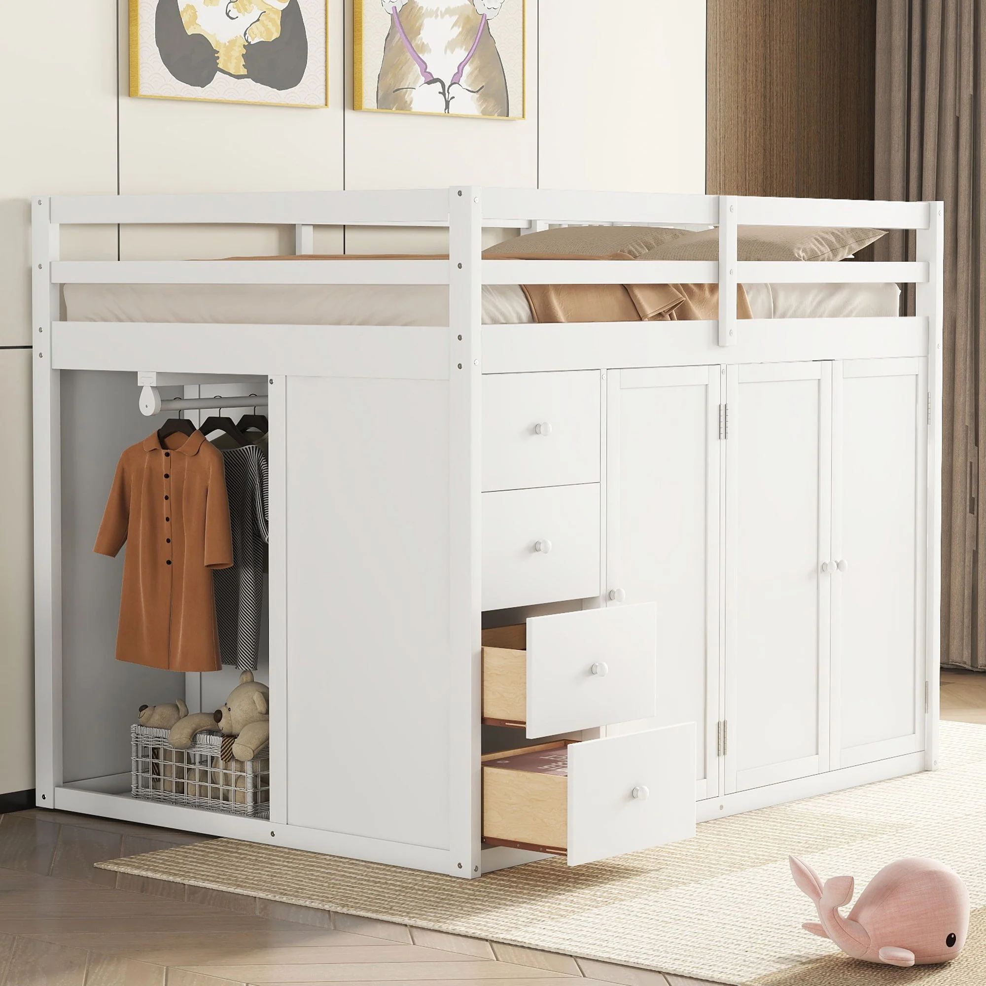 Loft Bed With Built In Wardrobes, Cabinets And Drawers - Image 5