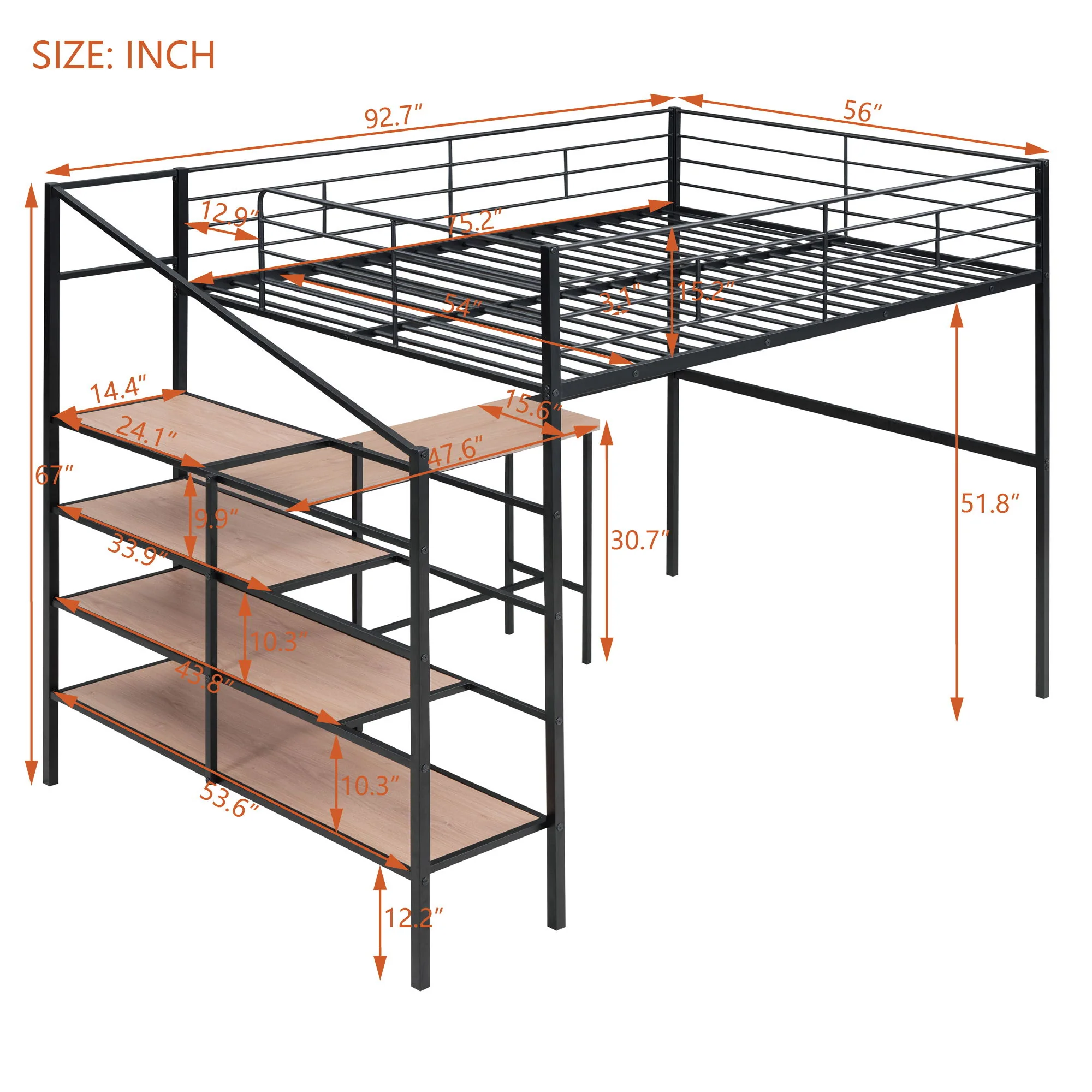 Loft Bed With Desk And Lateral Storage Ladder - Image 5