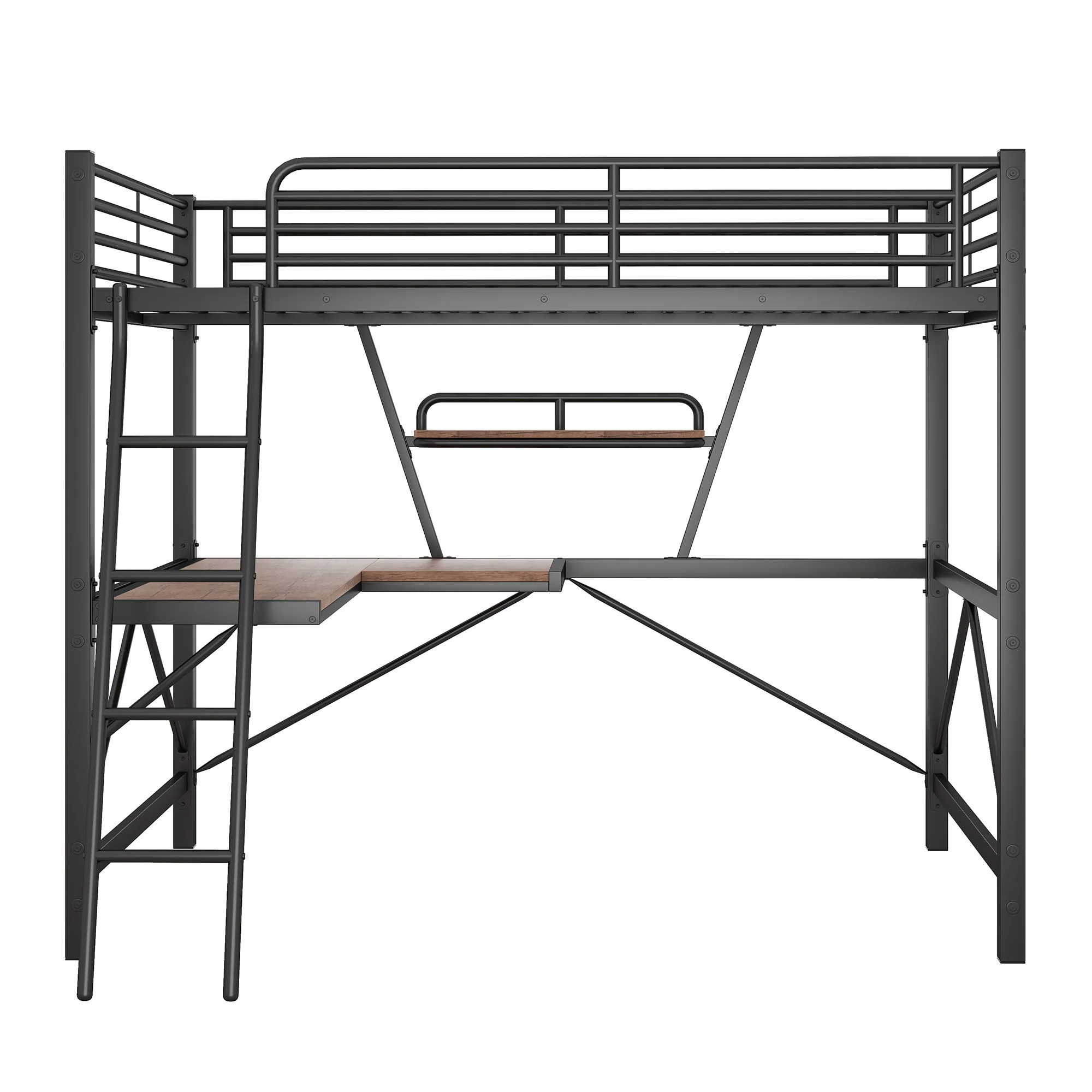 Loft Bed With Desk And Shelf, Modern Design - Image 10