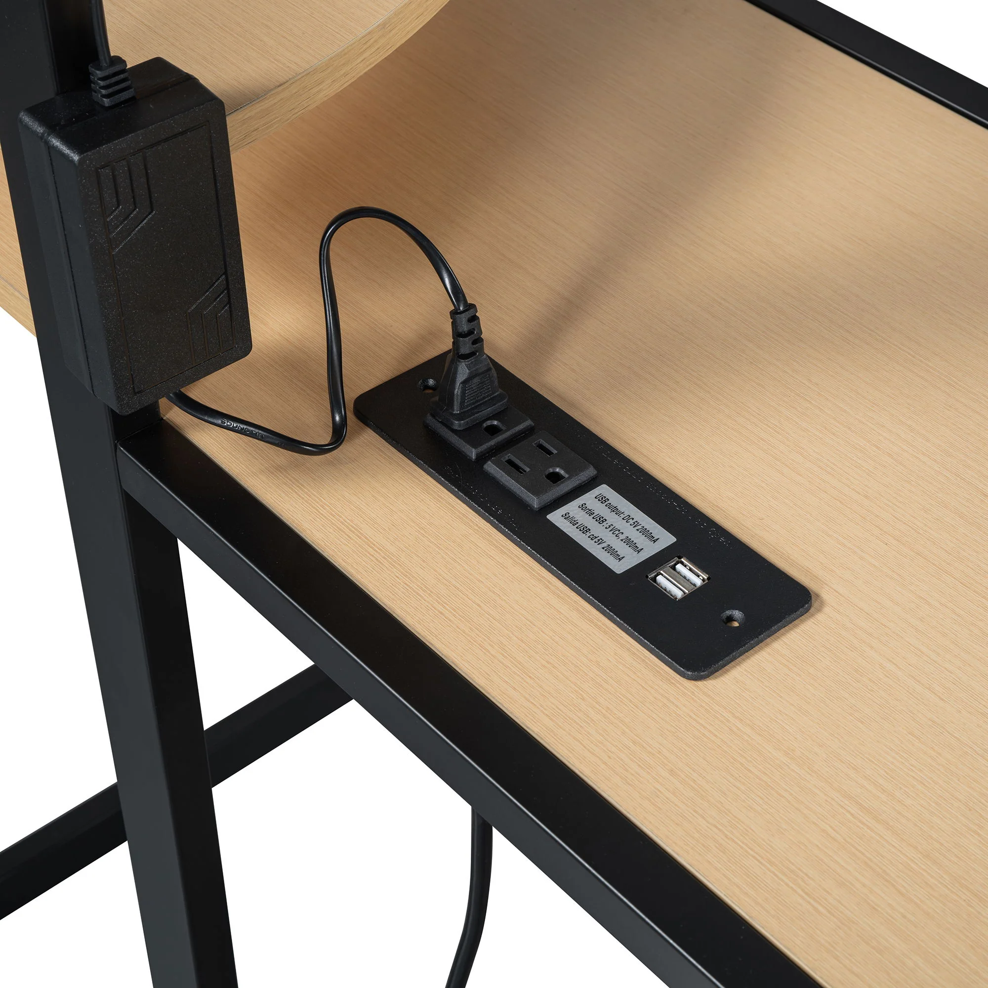 Loft Bed With Desk, Shelves, Power Outlet, LED Light And Wardrobe - Image 17