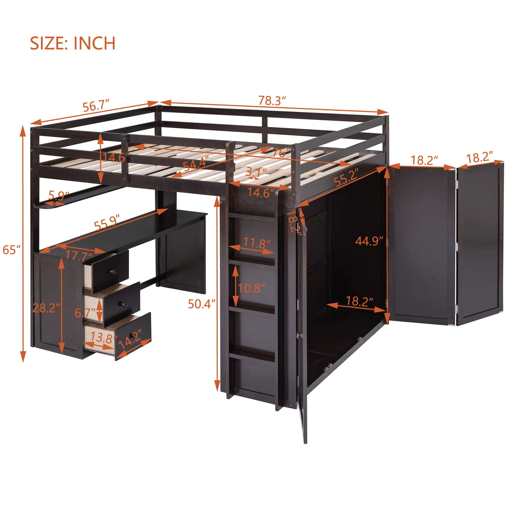 Loft Bed With Drawers, Desk, And Wardrobe - Image 8