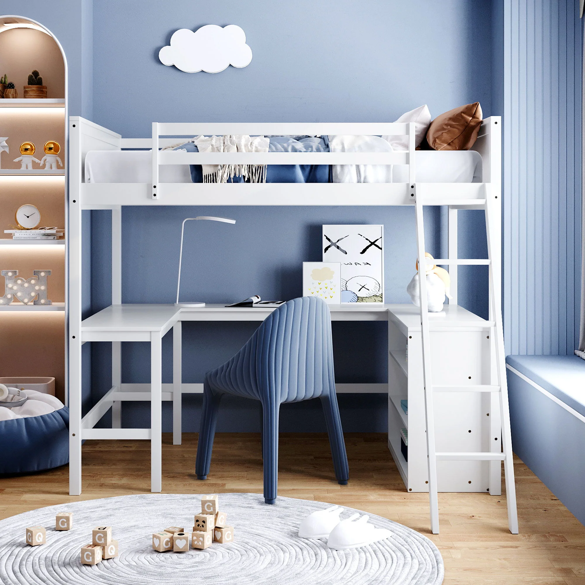 Loft Bed With Shelves With Desk - Image 40