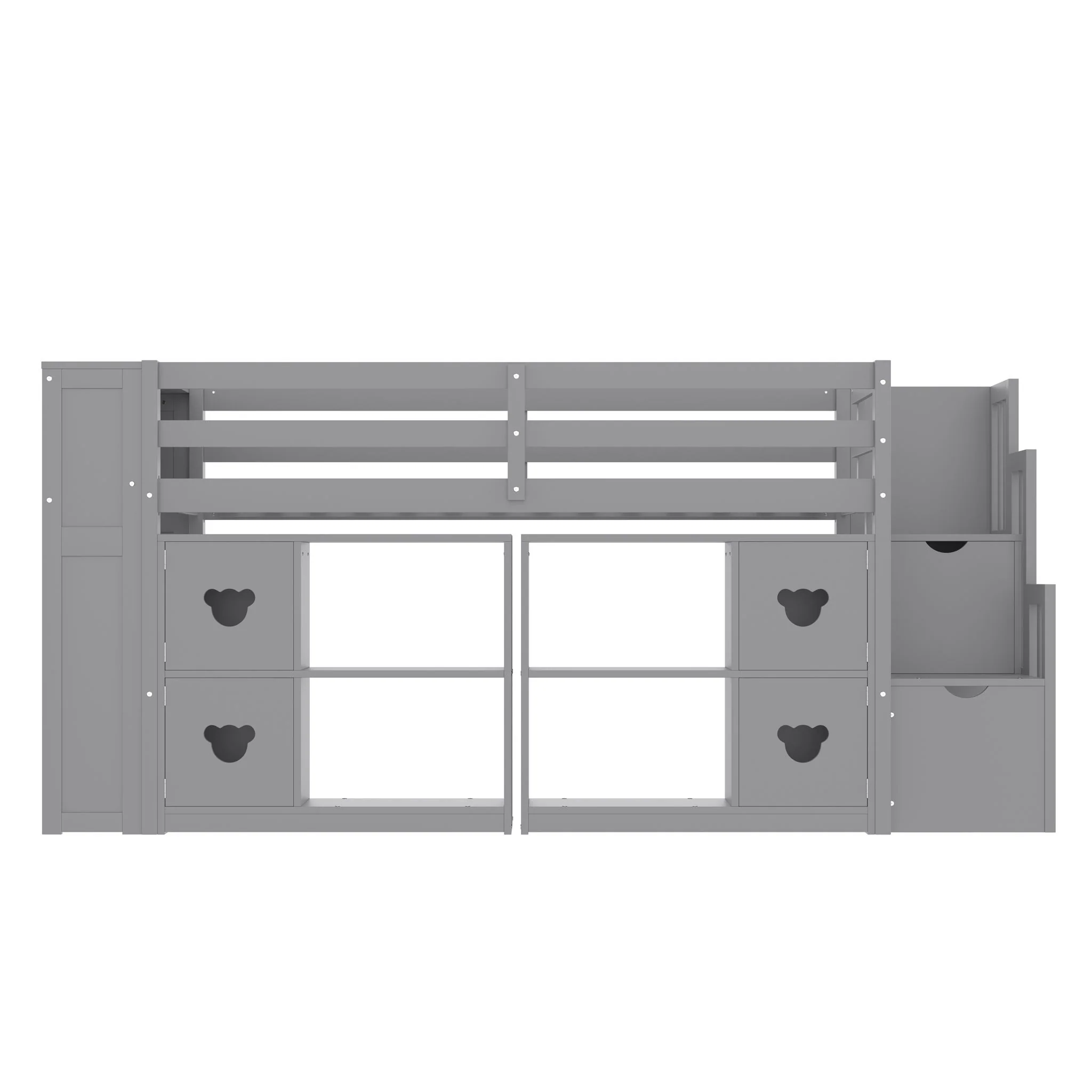 Loft Bed With Storage Cabinets, Staircase Drawers & LED Lights - Image 8