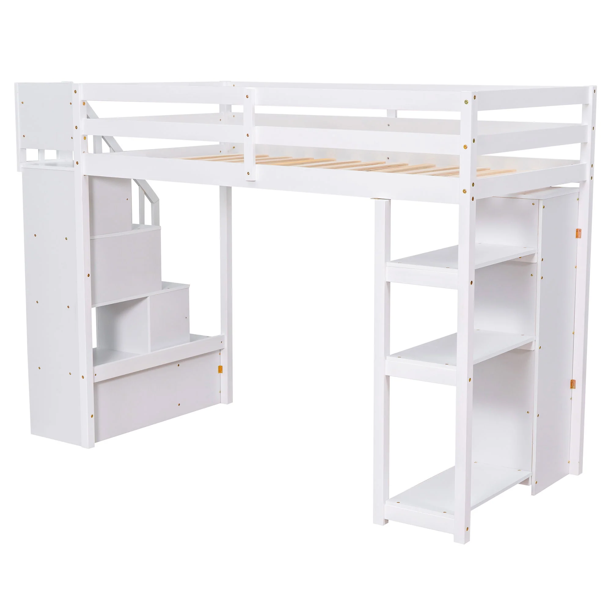 Loft Bed With Storage Drawers And Stairs With Shelves - Image 4