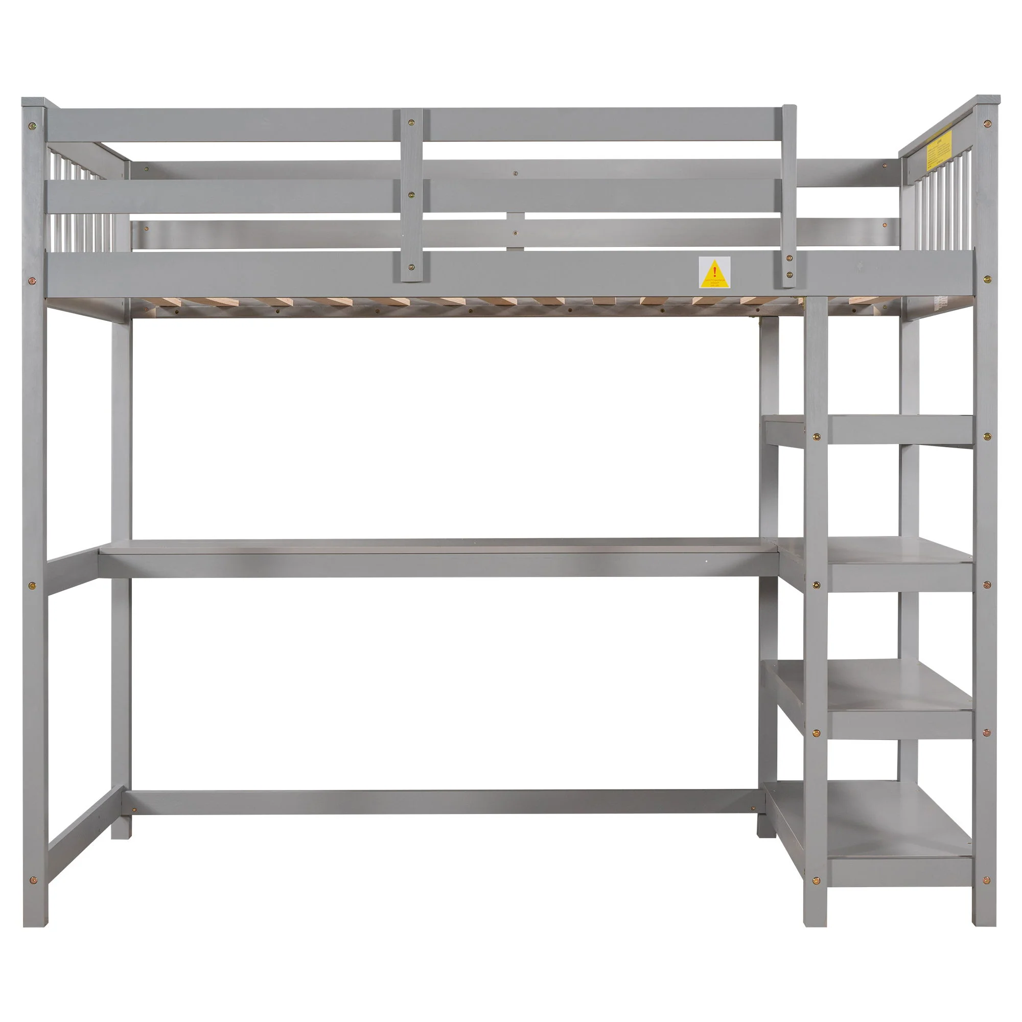 Loft Bed With Storage Shelves And Under Bed Desk - Image 20
