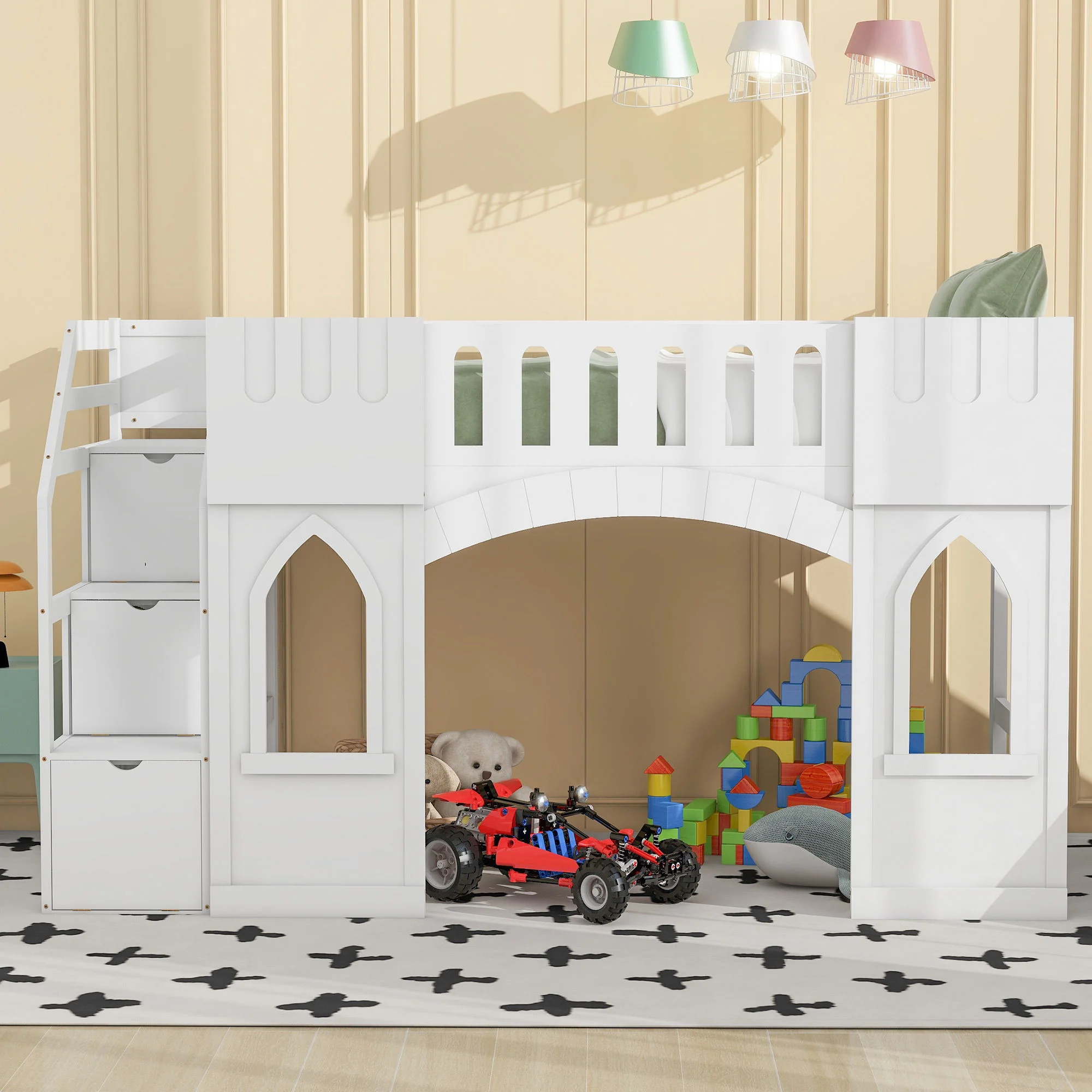 Loft Bed With Storage Staircase And Windows - Image 17