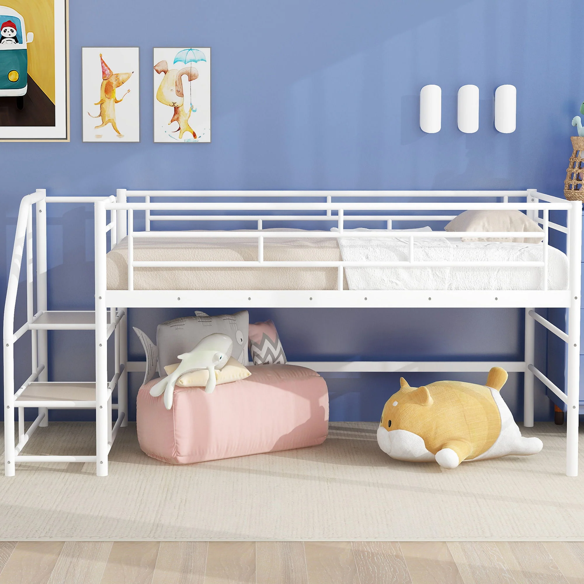 Loft Bed With Storage Stairs And Metal Frame - Image 2