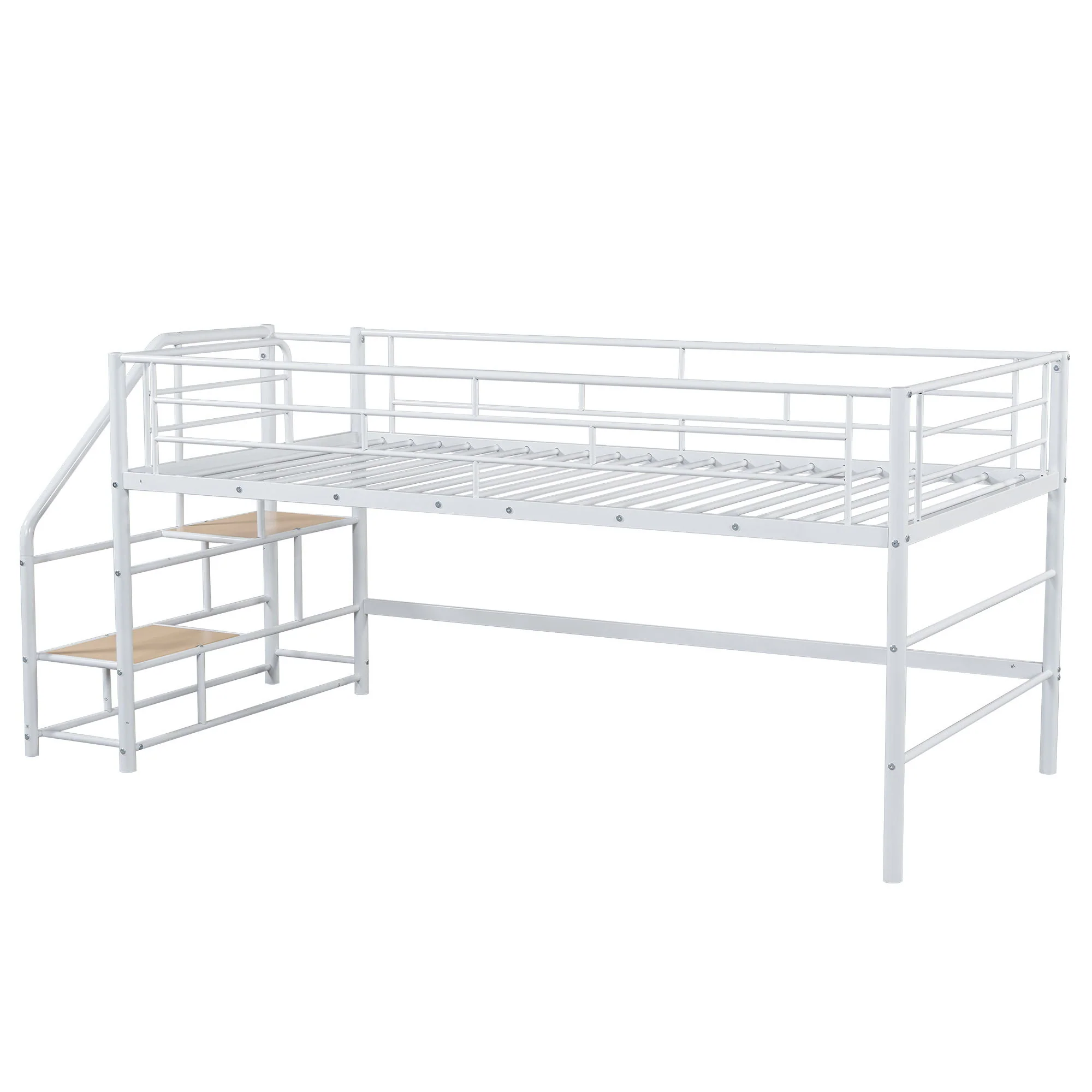 Loft Bed With Storage Stairs And Metal Frame - Image 3