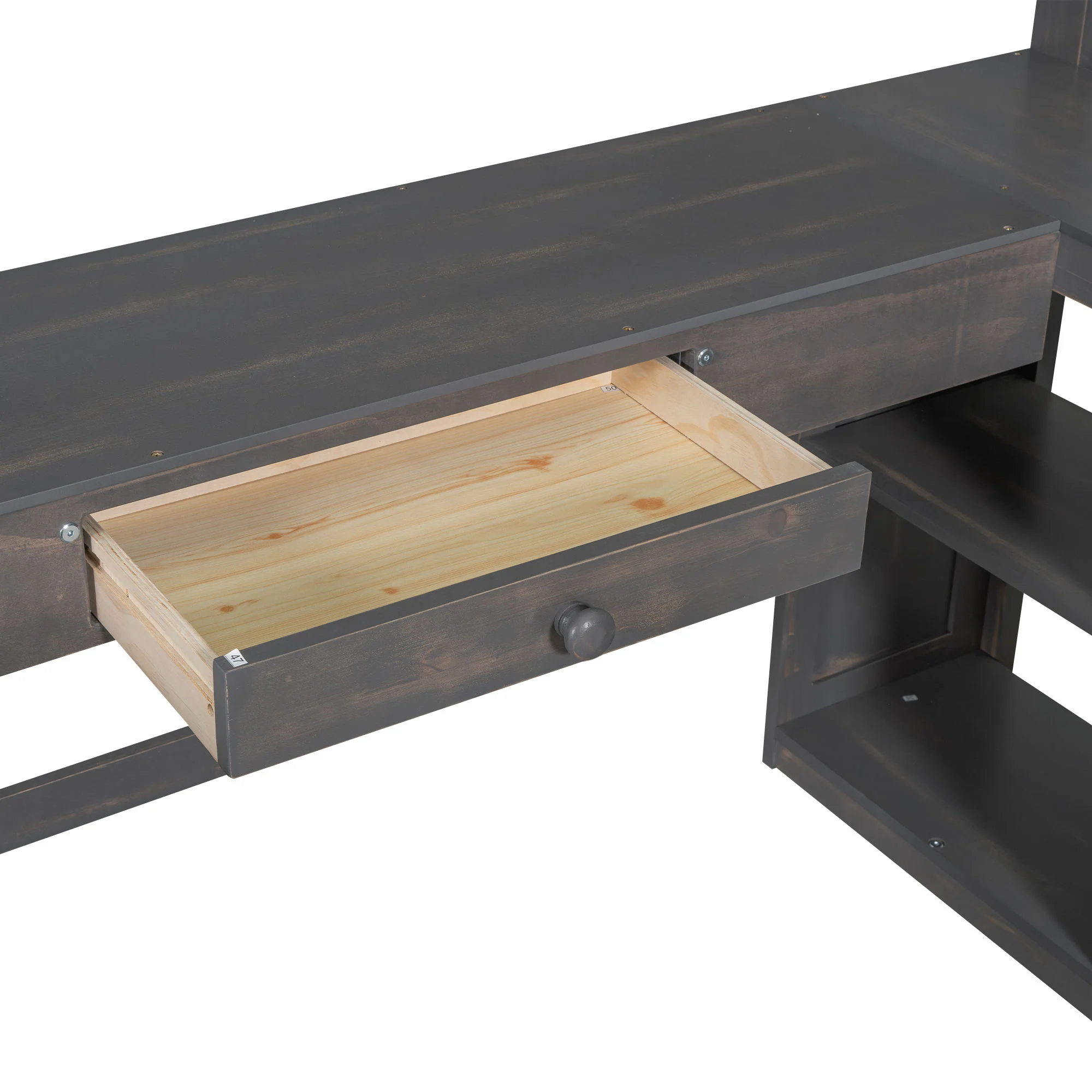 Loft Bed With U-Shaped Desk, Drawers, And Storage Shelves - Image 3
