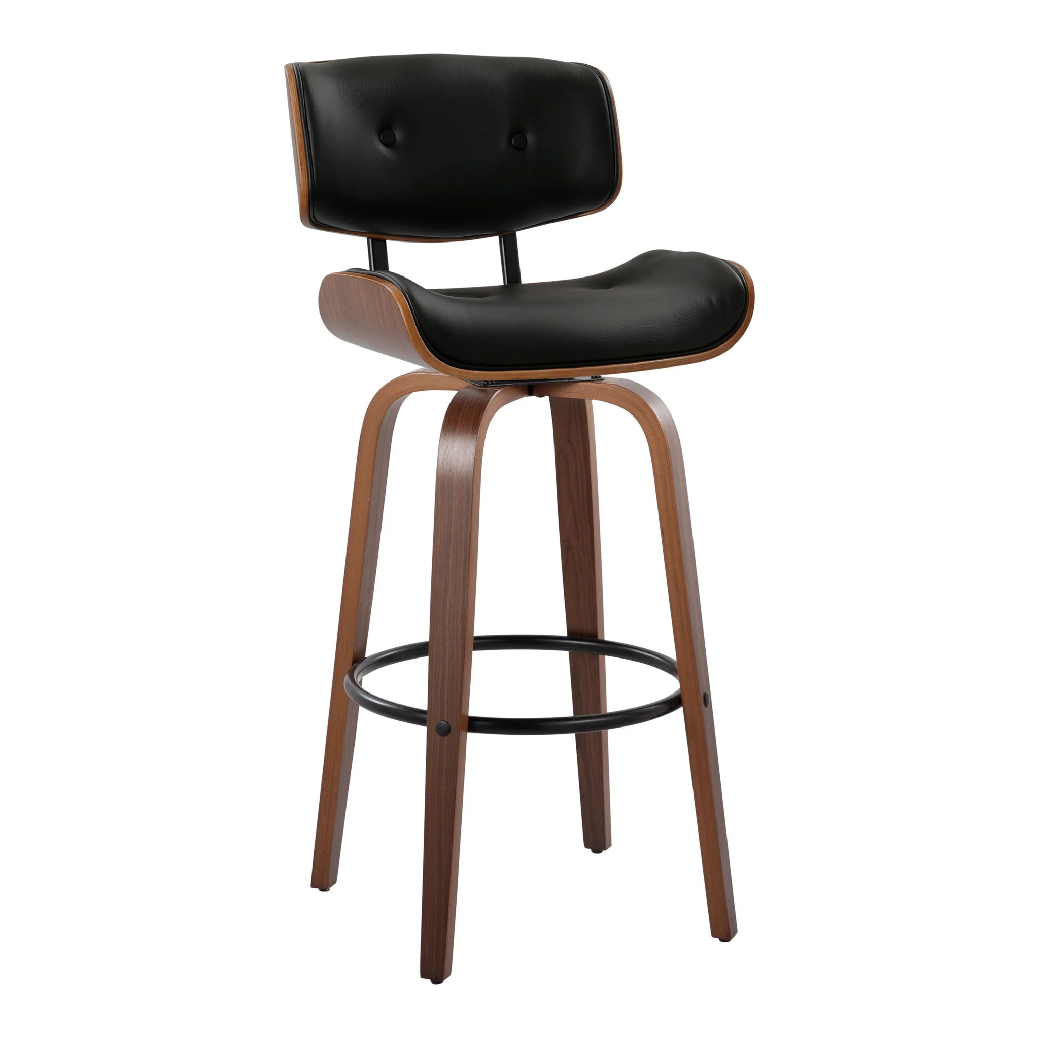Lombardi - Mid-Century Modern Fixed Height Barstool With Swivel With Round Footrest (Set of 2) - Image 8