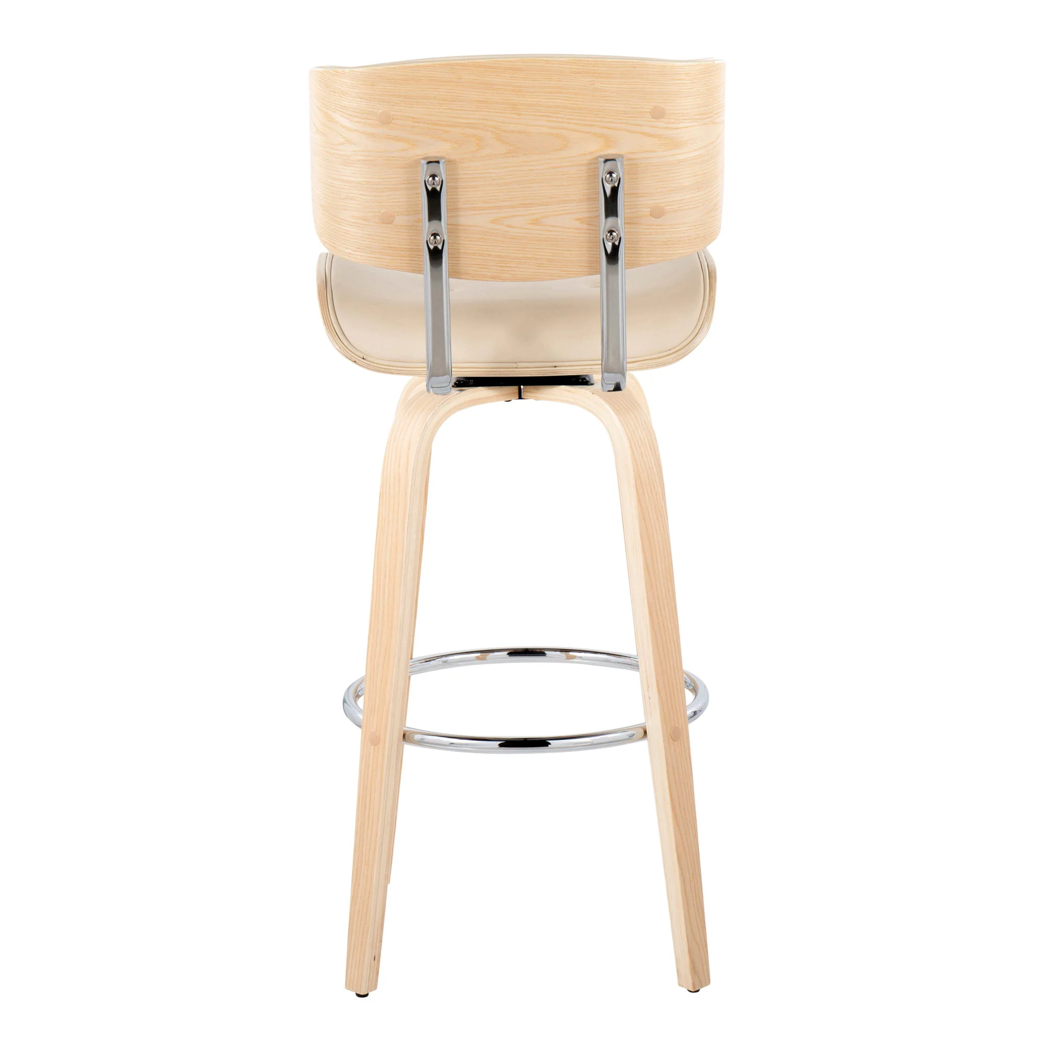 Lombardi - Mid Century Modern Fixed Height Barstool With Swivel With Round Footrest (Set of 2) - Image 4